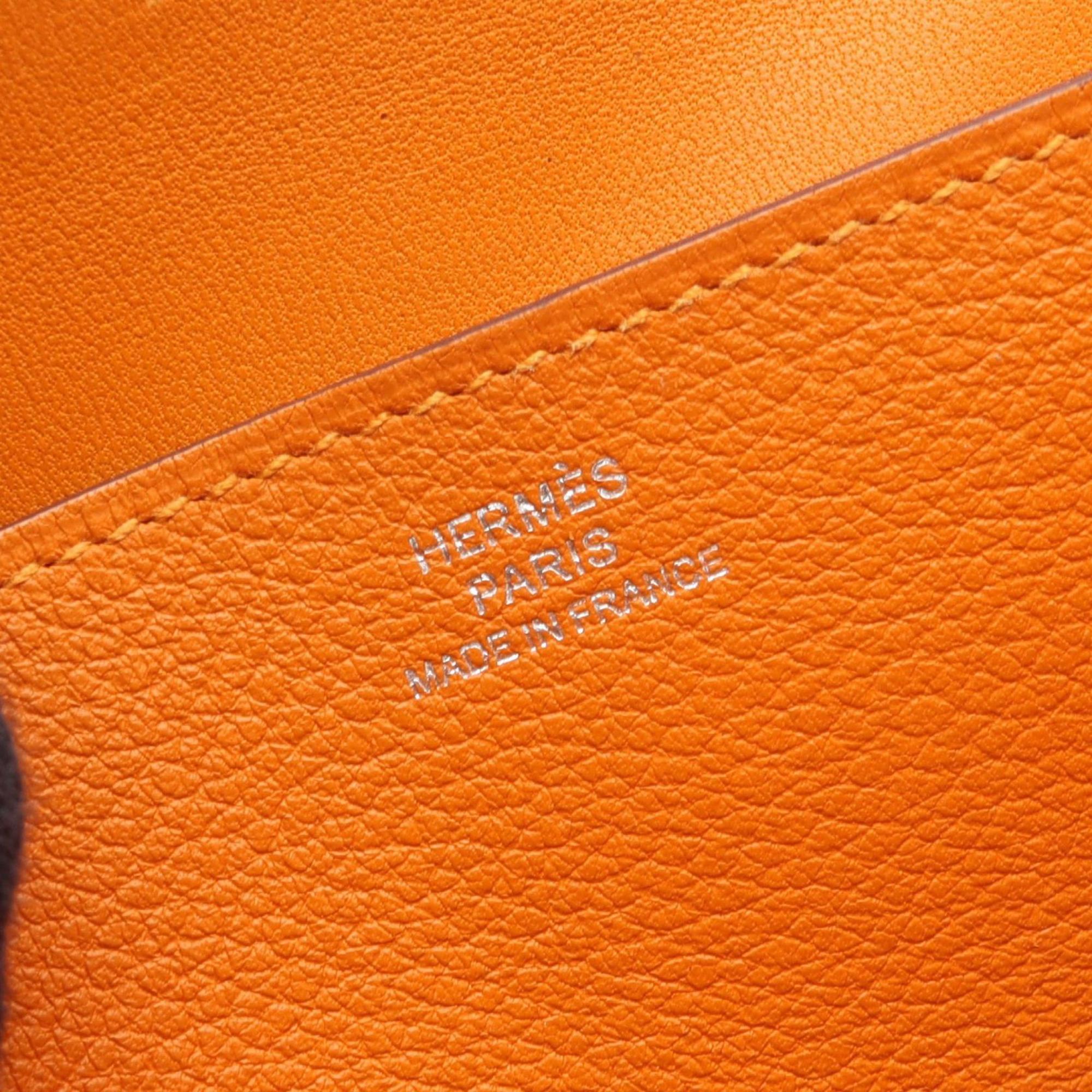 Hermes Orange Leather Long Wallet (Bi-Fold) (Pre-Owned)