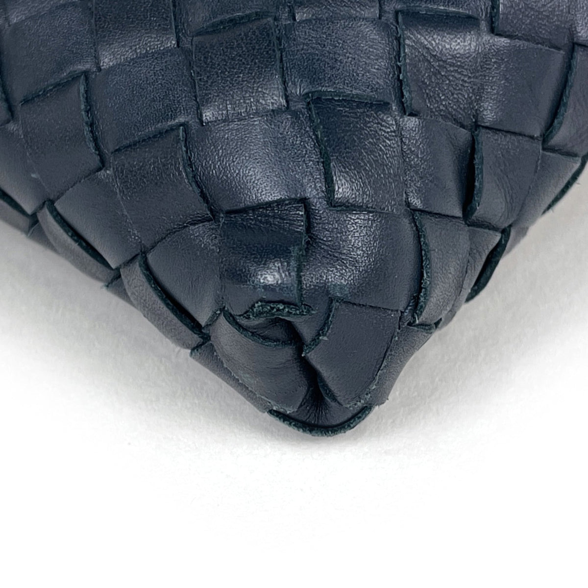 Bottega Veneta Intrecciato Navy Leather Shoulder Bag (Pre-Owned)