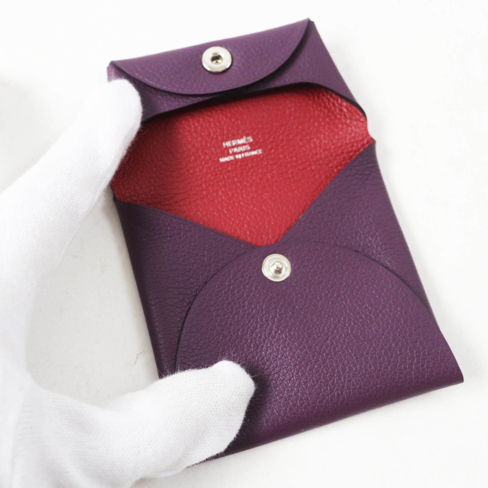 Hermes Bastia Cassis Rouge Garance Leather Coin Purse/Coin Case (Pre-Owned)