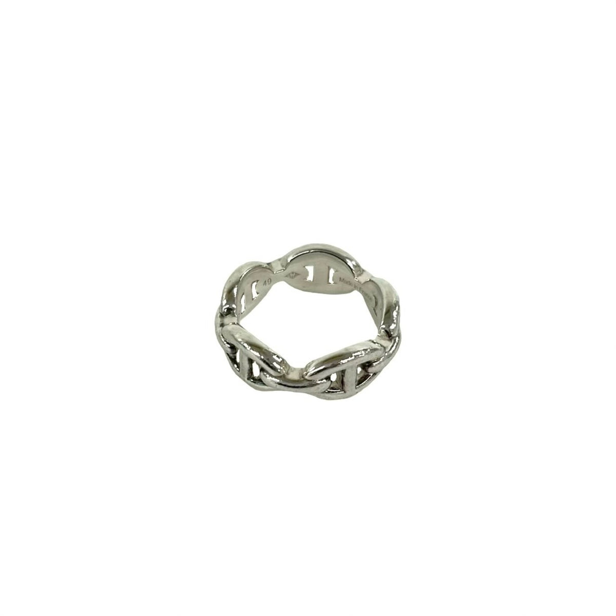 Hermes Silver Silver 925 Band Ring (Pre-Owned)