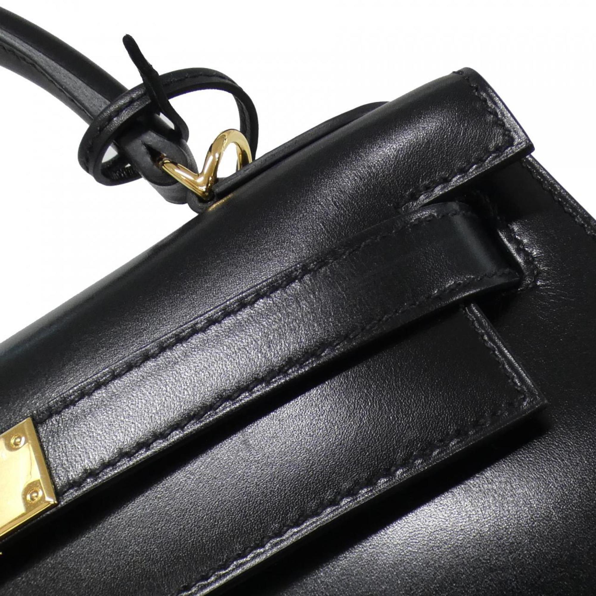 Hermes Black Box Calf Leather Handbag (Pre-Owned)