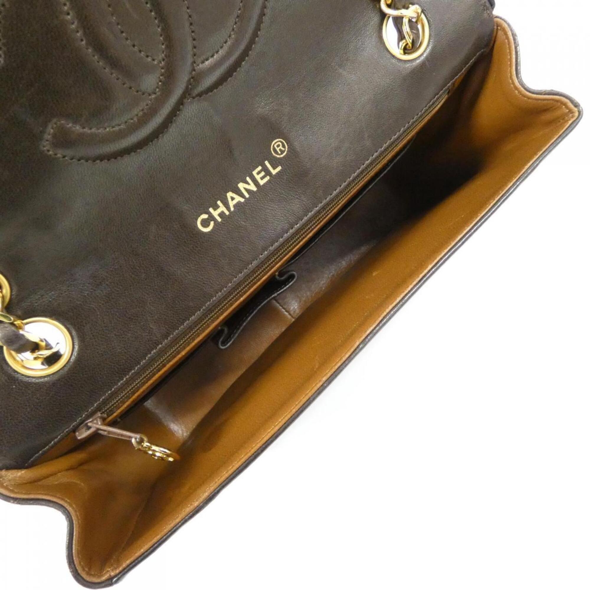 Chanel Black Brown Leather Shoulder Bag (Pre-Owned)