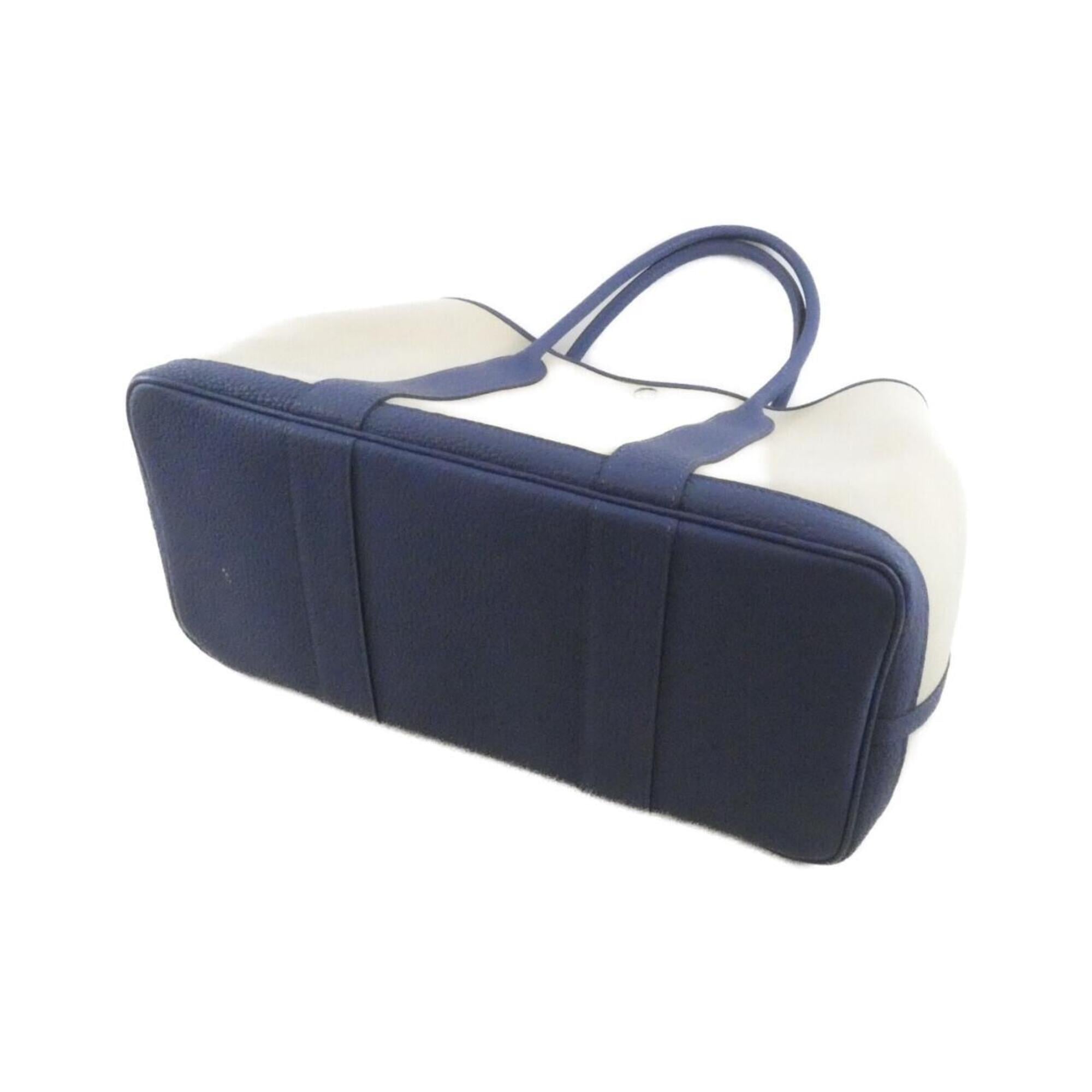 Hermes Blue Toile Chevron Negonda Leather Handbag (Pre-Owned)