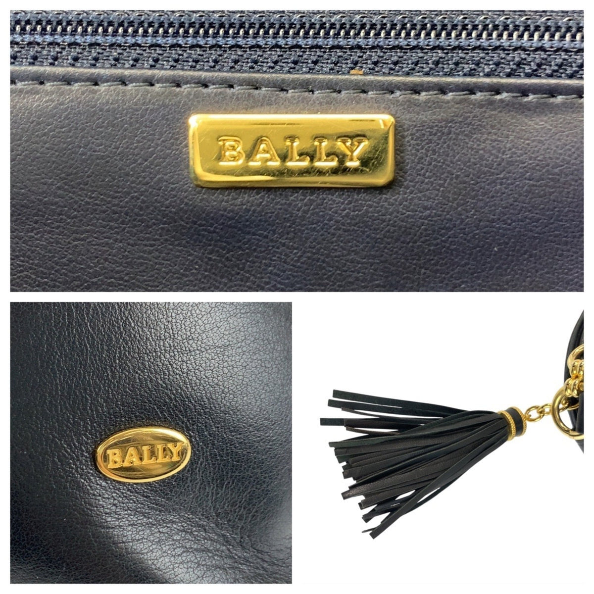 Bally Navy Leather Shoulder Bag (Pre-Owned)
