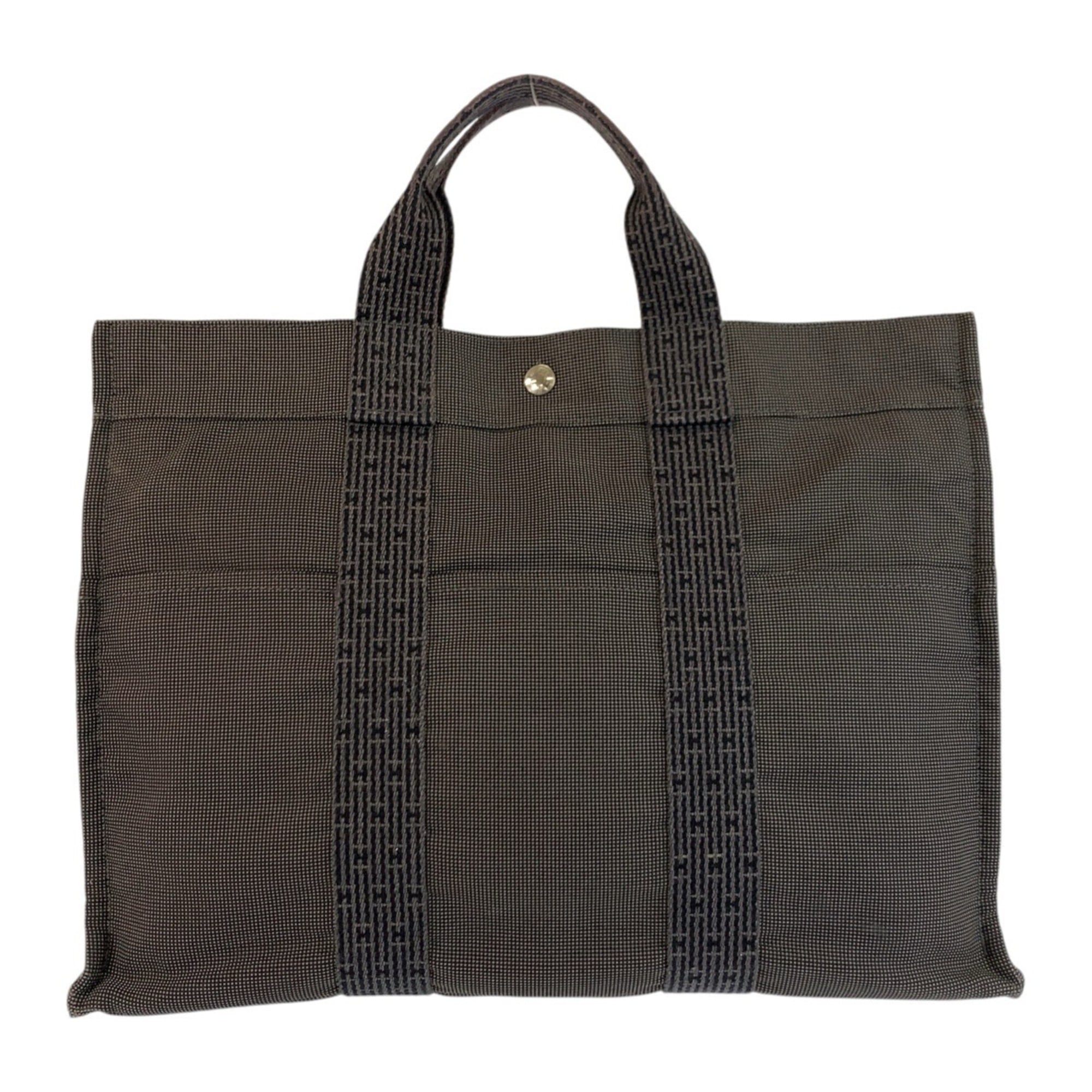 Hermes Gray Polyester Polyamide Handbag Tote Bag (Pre-Owned)