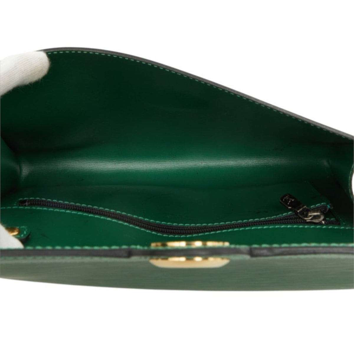 Louis Vuitton Borneo Green Leather Clutch Bag Shoulder Bag (Pre-Owned)