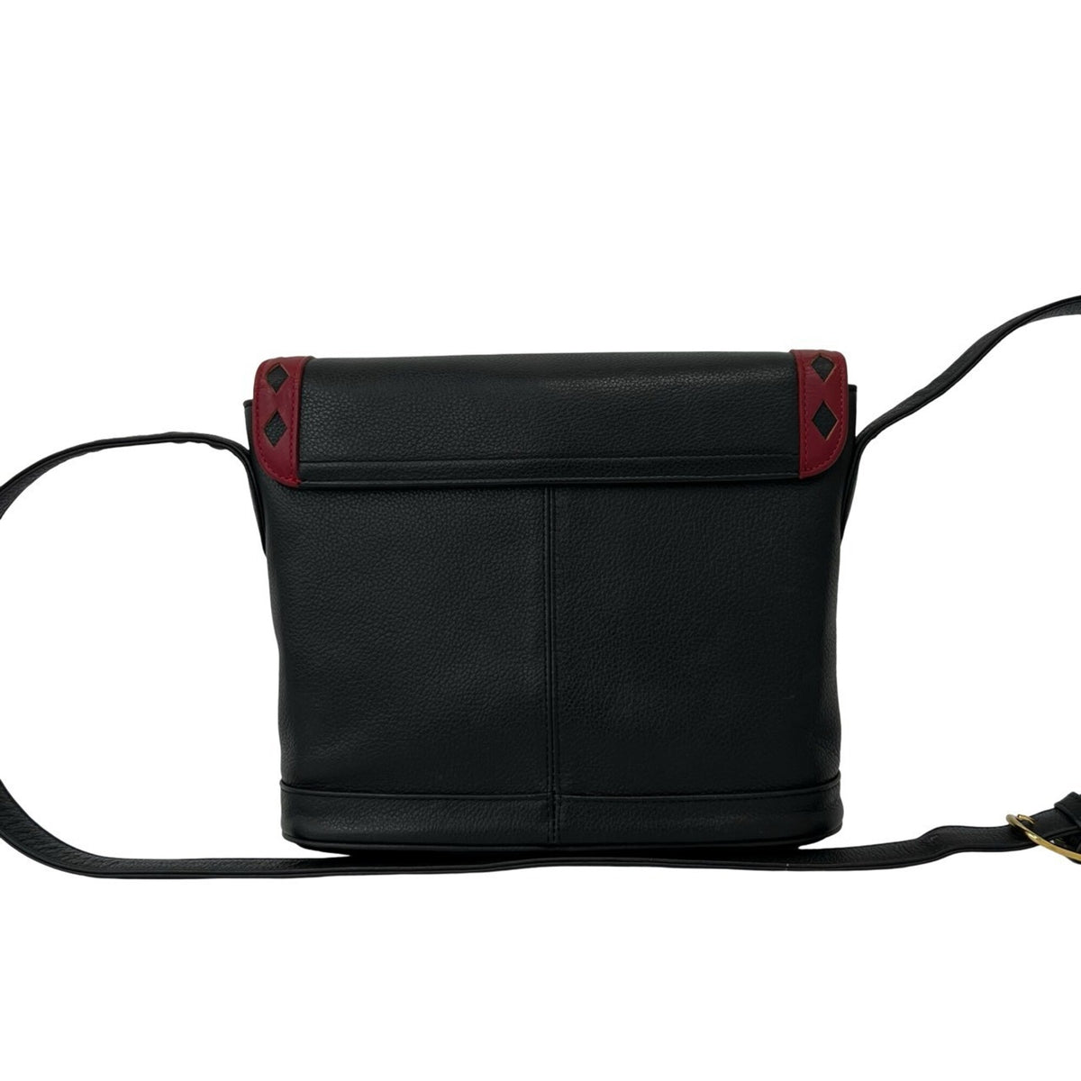 Yves Saint Laurent Black Red Color Leather Shoulder Bag (Pre-Owned)
