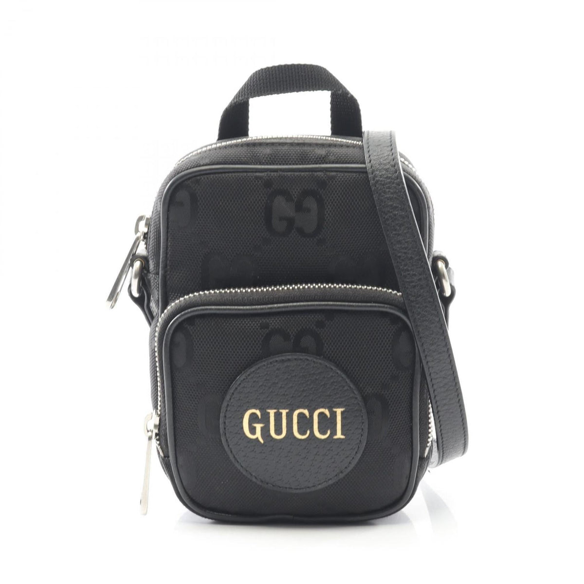 Gucci Black Leather Nylon Canvas Shoulder Bag (Pre-Owned)