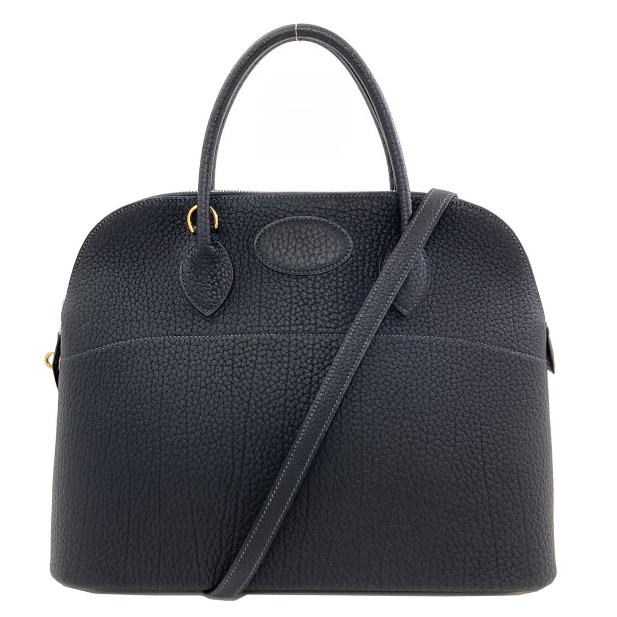 Hermes Bolide Dark Navy Fjord Leather Handbag (Pre-Owned)
