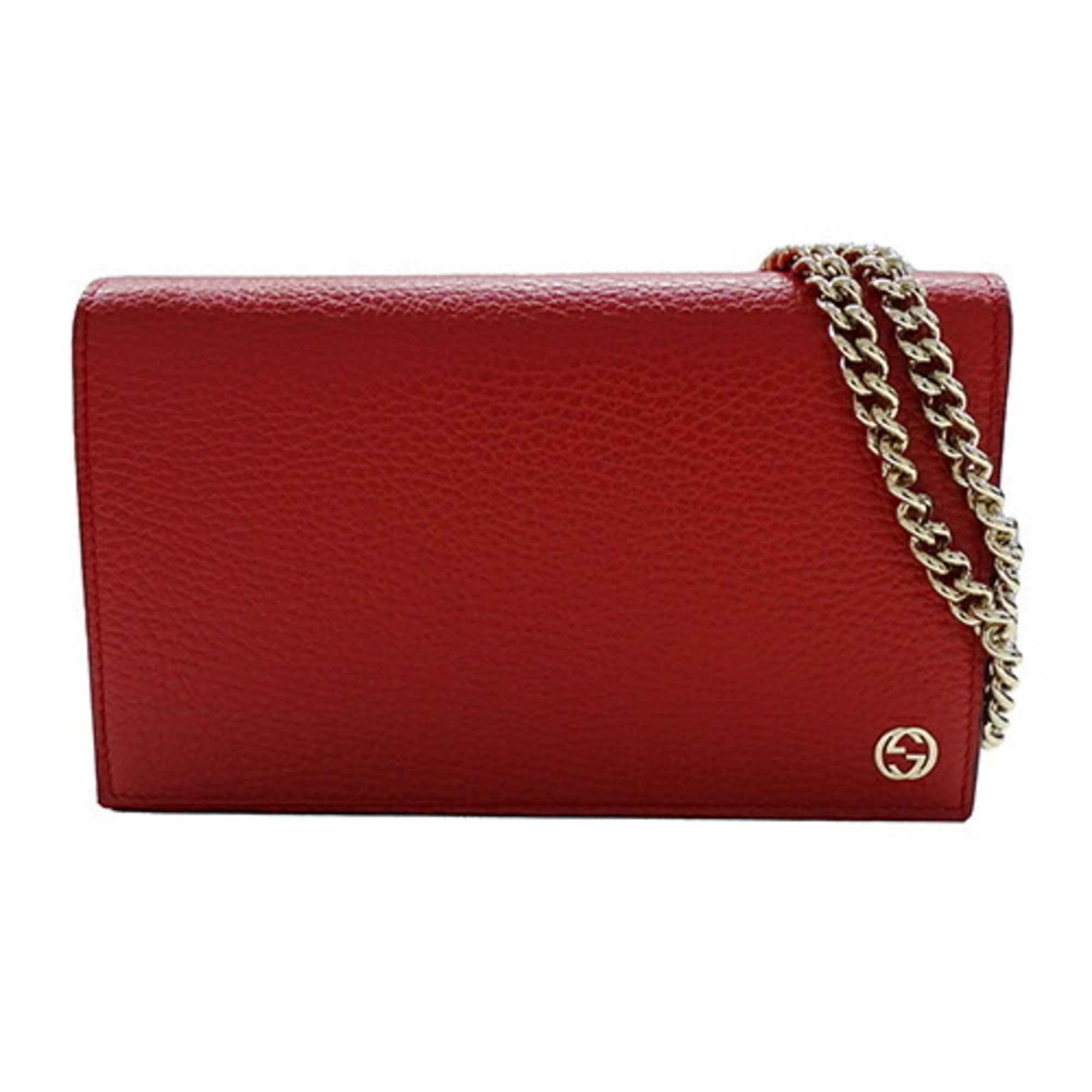 Gucci Red Color Leather Chain/Shoulder Wallet (Pre-Owned)