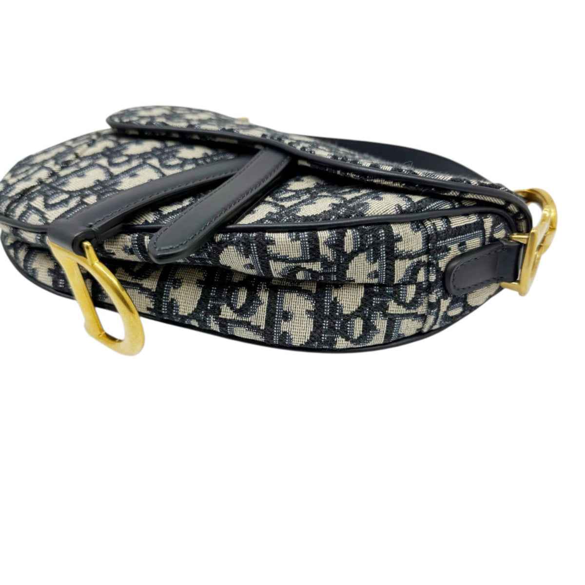 Christian Dior Navy Canvas Leather Handbag Saddle Bag (Pre-Owned)