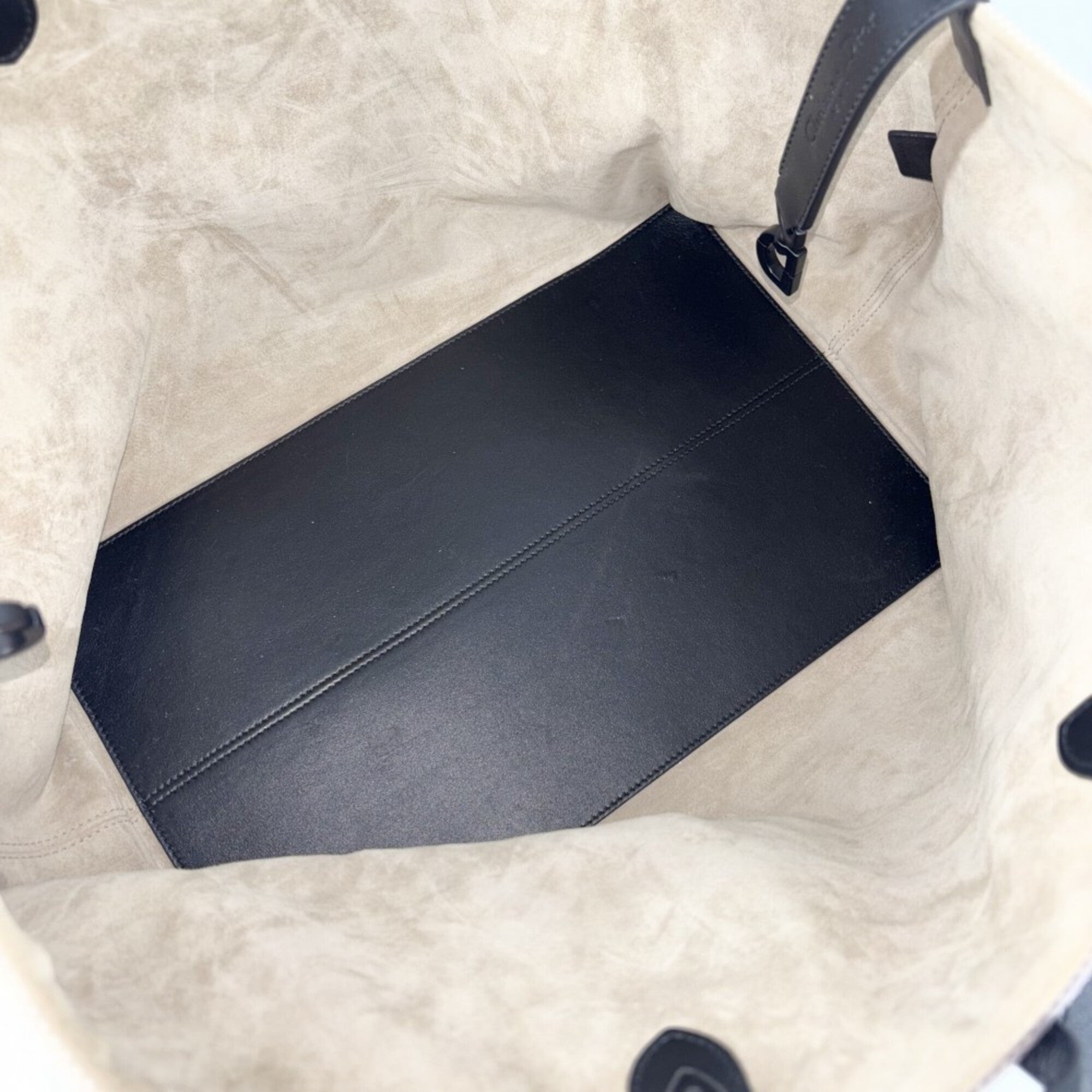 Christian Dior Black Ivory Canvas Leather Handbag Tote Bag (Pre-Owned)