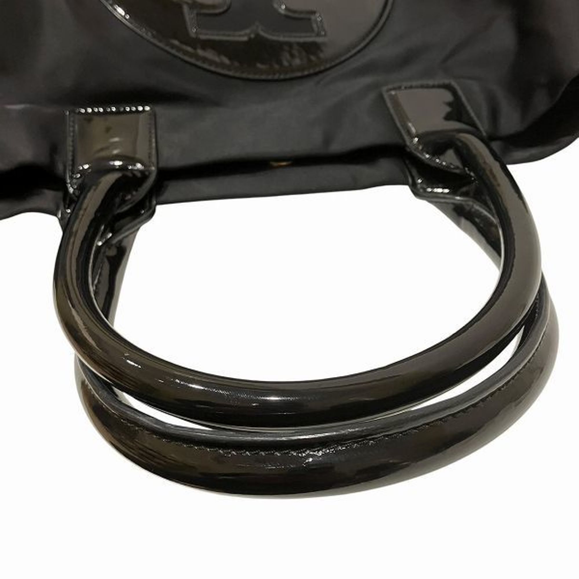 Tory Burch Black Nylon Leather Shoulder Bag Tote Bag (Pre-Owned)
