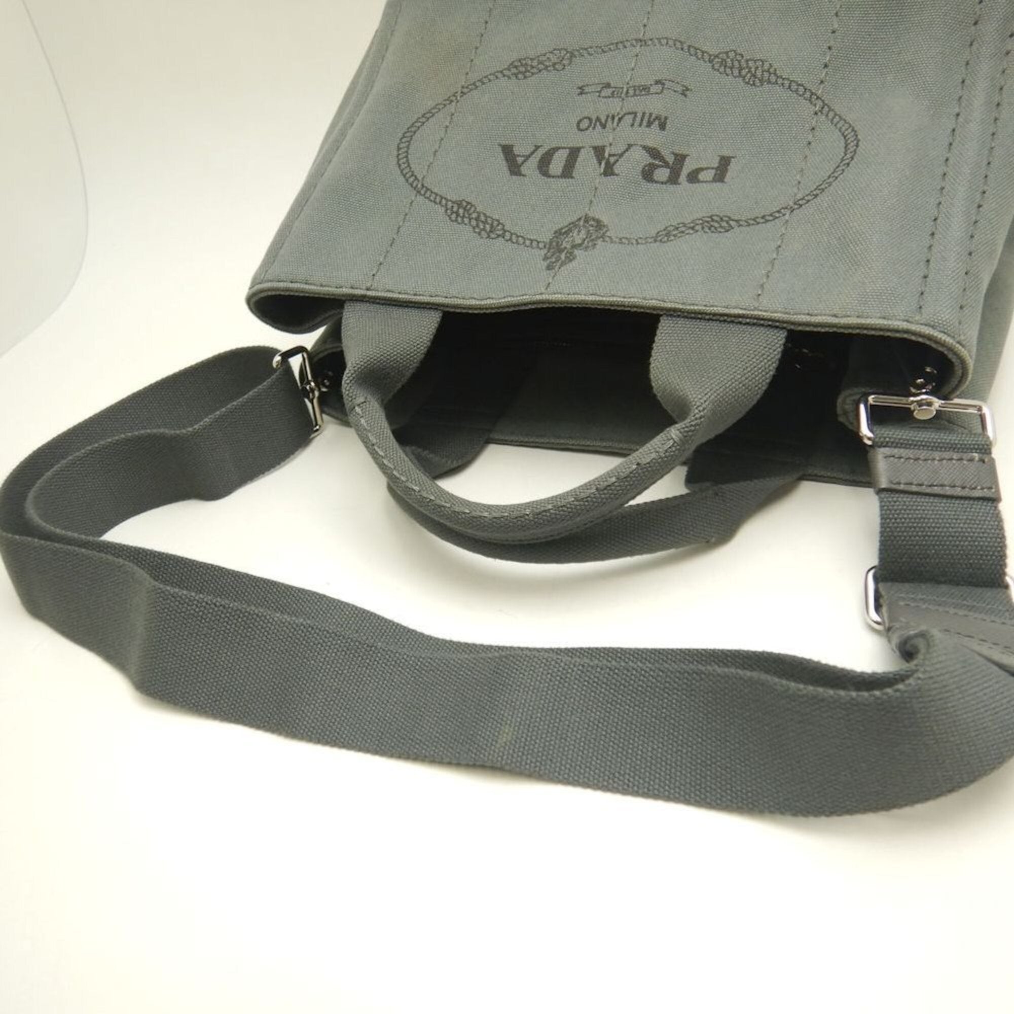 Prada Canapa Ardesia Canvas Tote Bag (Pre-Owned)