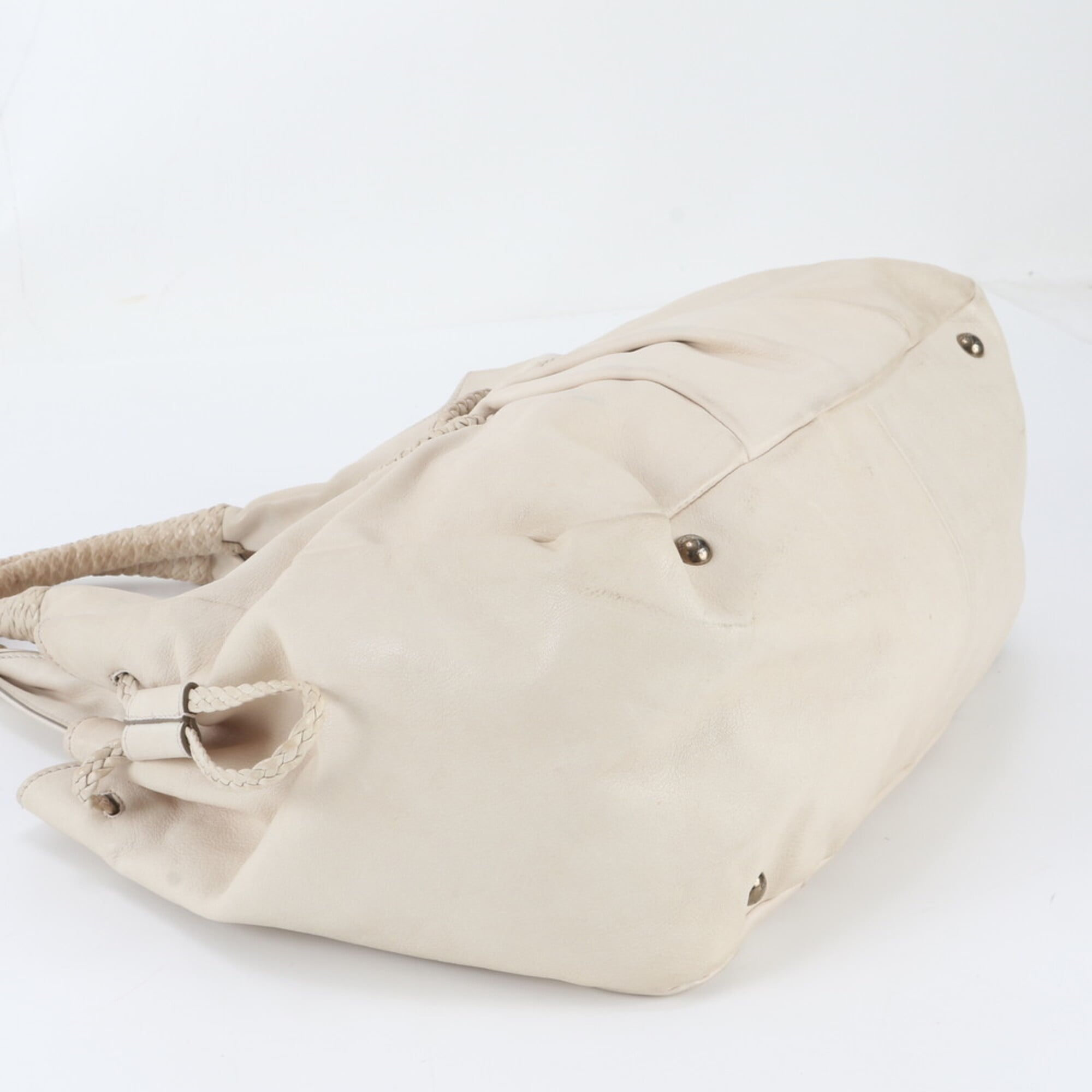 Salvatore Ferragamo Gancini White Leather Handbag Tote Bag (Pre-Owned)