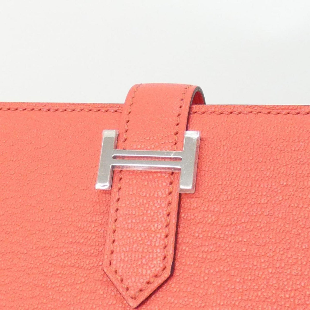Hermes Pink Pink Orange Soufre Chevre Leather Long Wallet (Bi-Fold) (Pre-Owned)