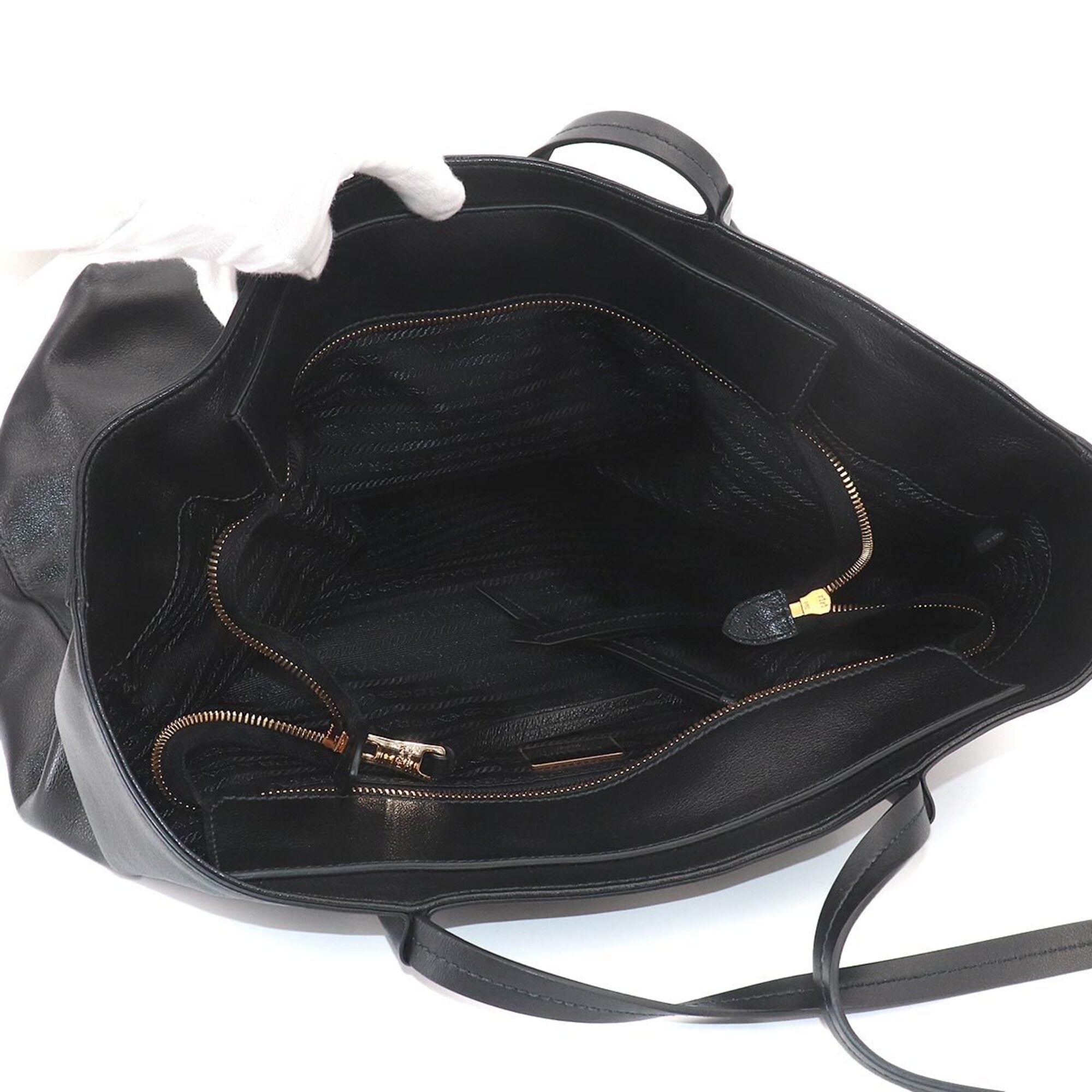 Prada Black Leather Handbag Tote Bag (Pre-Owned)