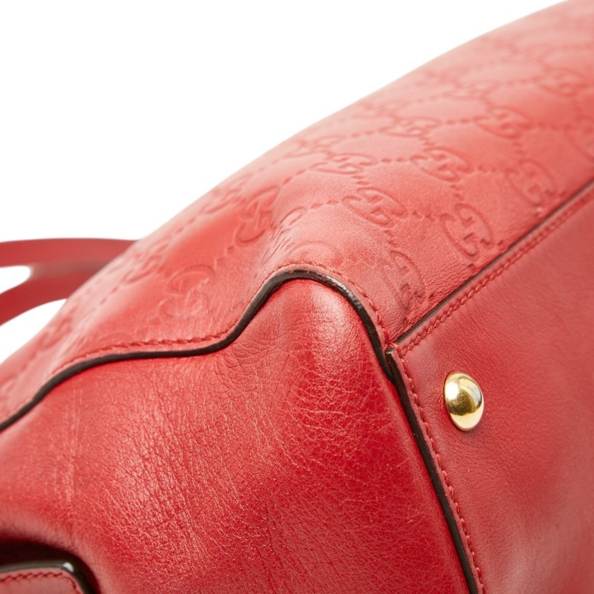 Gucci Red Color Leather Tote Bag (Pre-Owned)