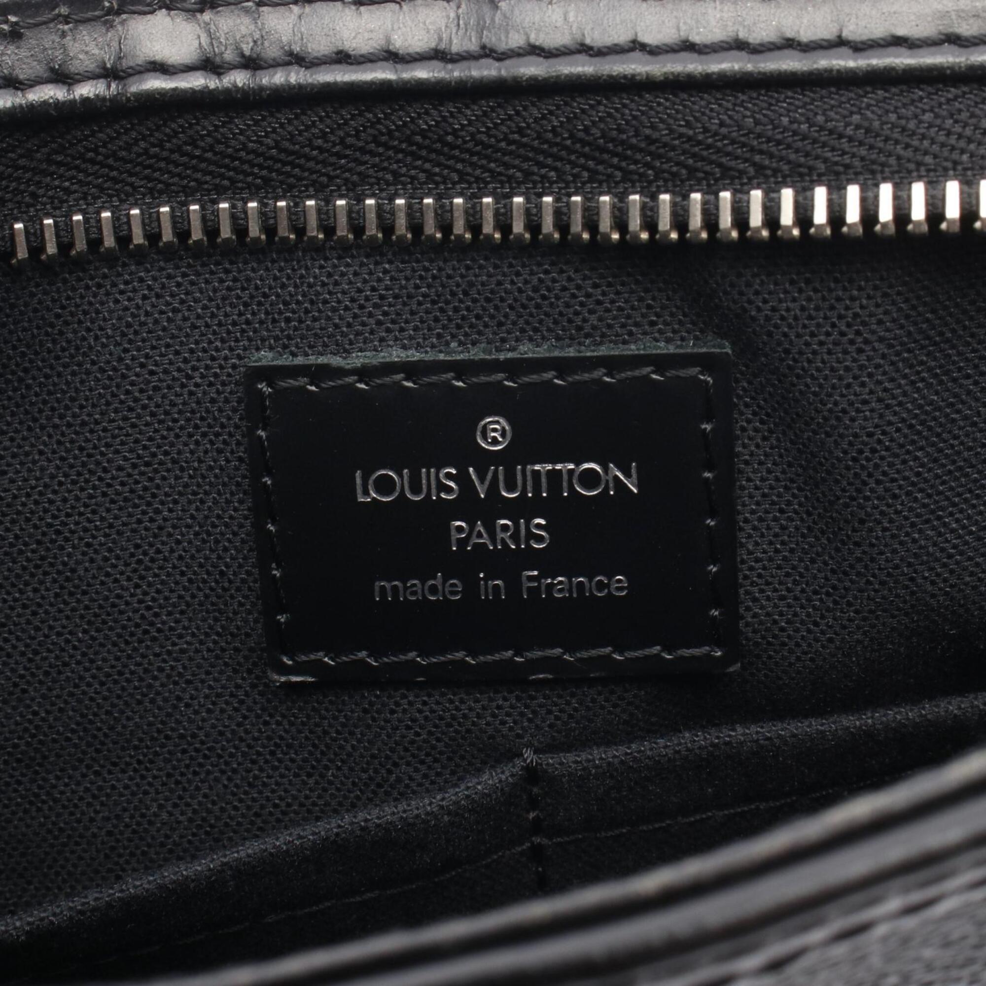 Louis Vuitton Black Coated Canvas Leather Handbag Shoulder Bag (Pre-Owned)