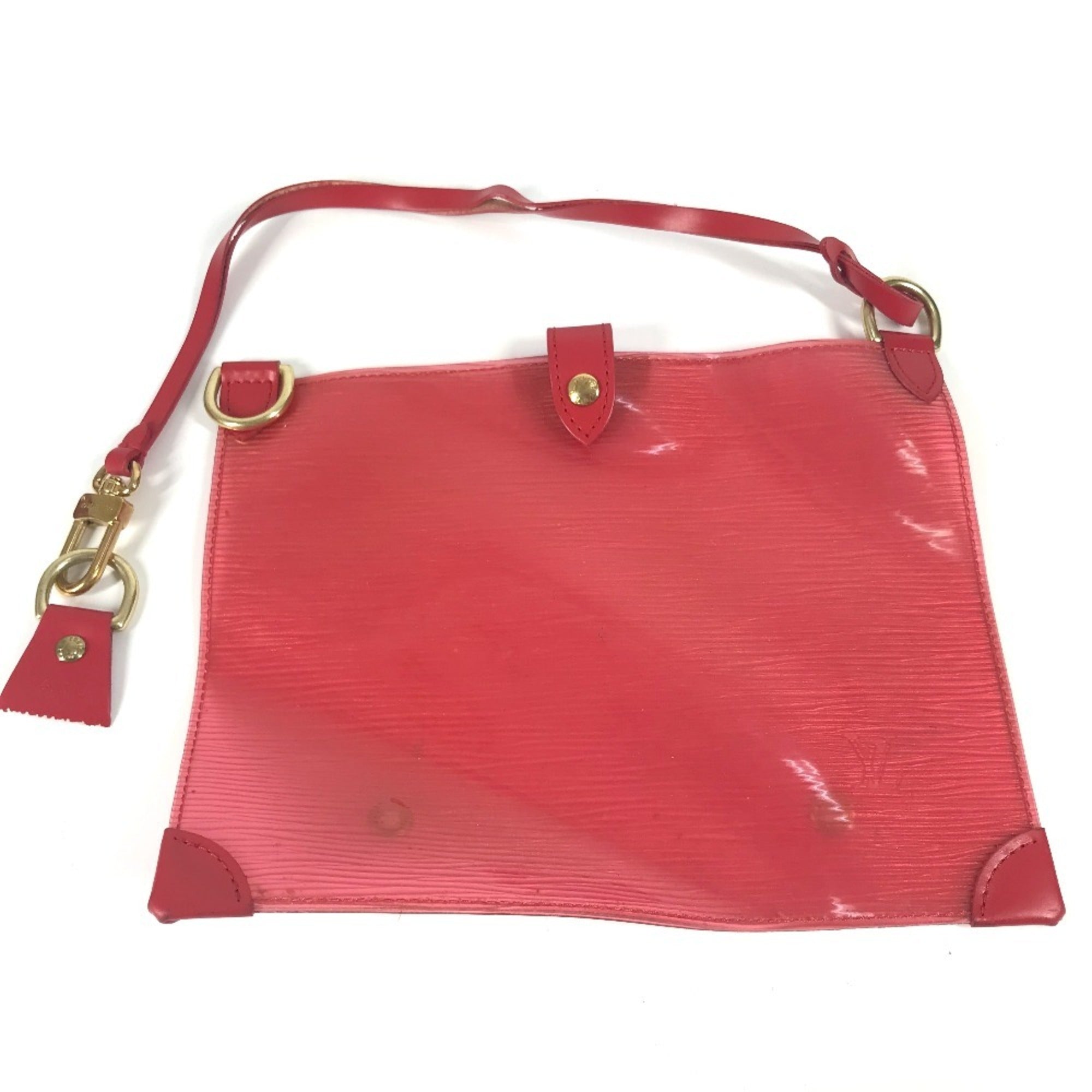 Louis Vuitton Red Color Vinyl Leather Handbag Tote Bag (Pre-Owned)