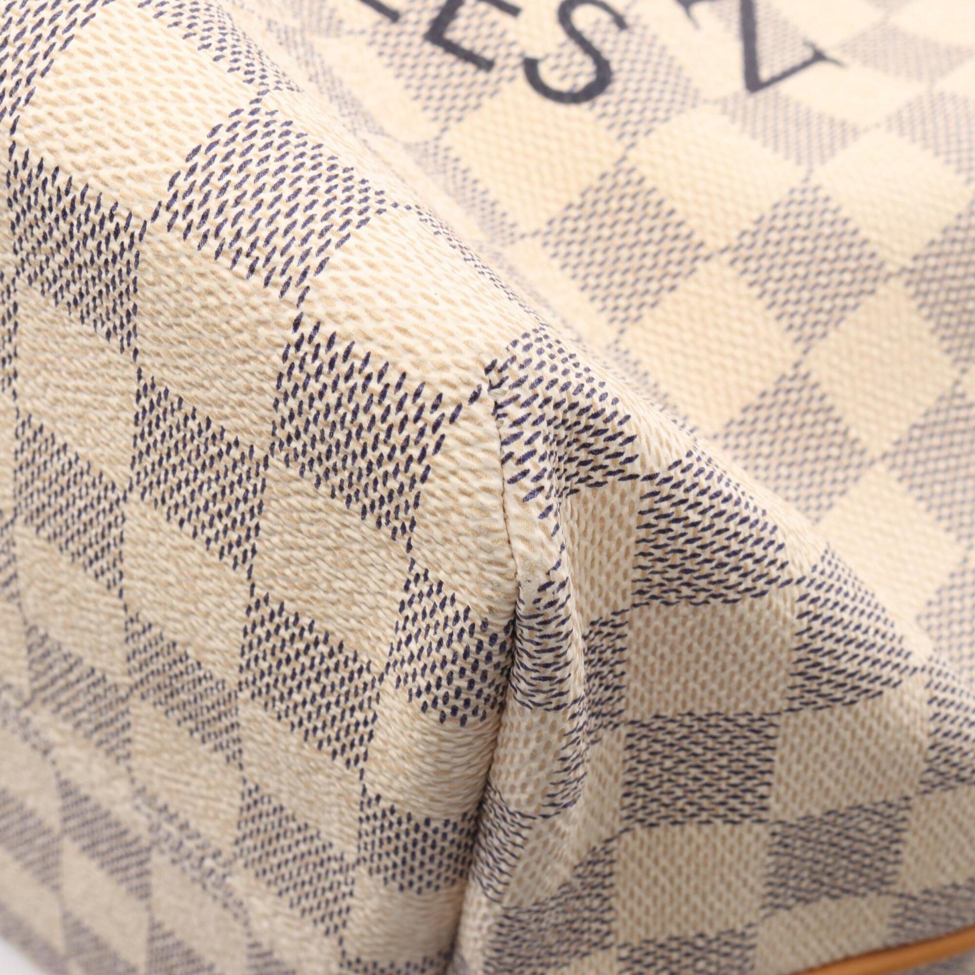 Louis Vuitton Damier Azur Navy White Coated Canvas Suede Handbag Tote Bag (Pre-Owned)