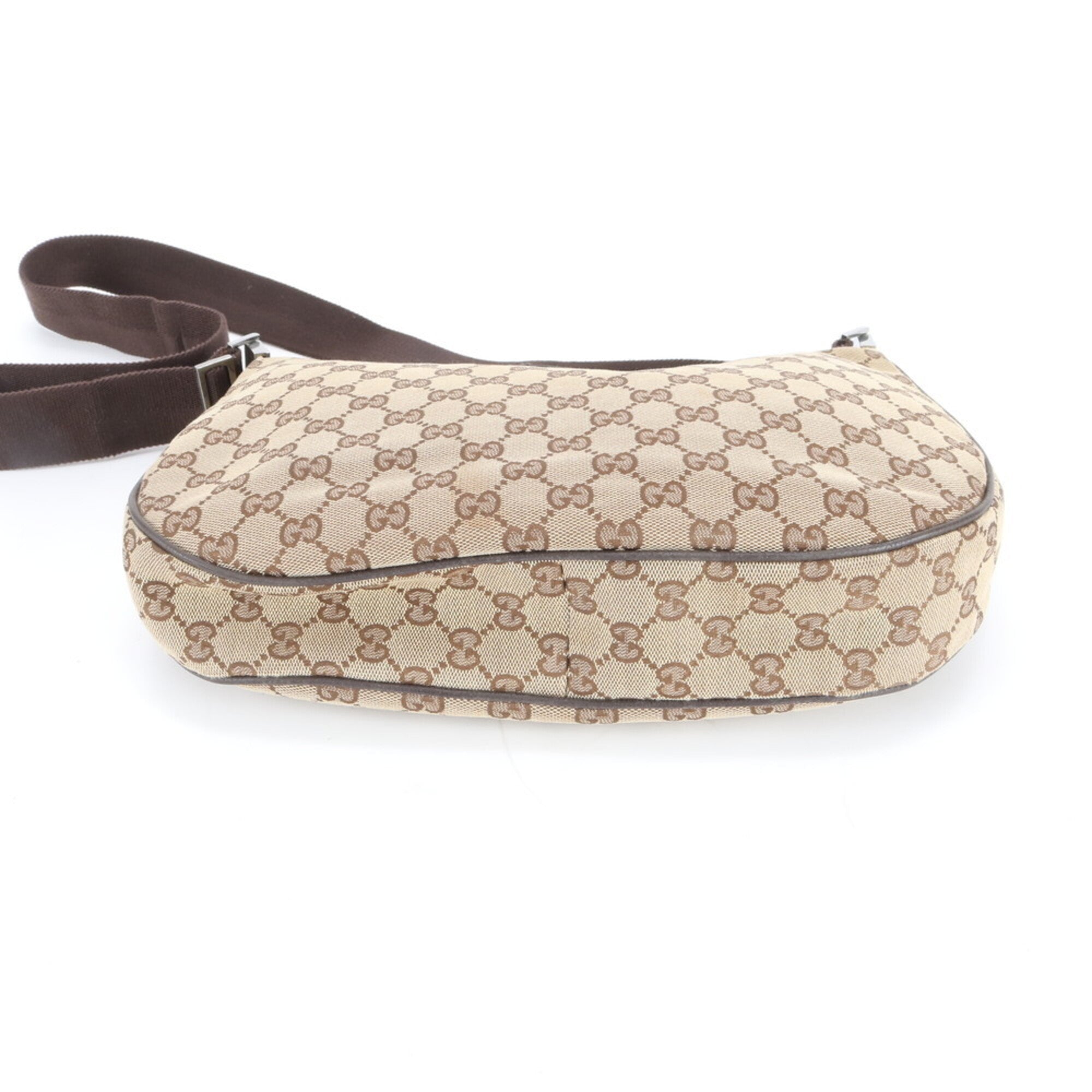 Gucci Beige Brown Canvas Leather Handbag Shoulder Bag Tote Bag (Pre-Owned)