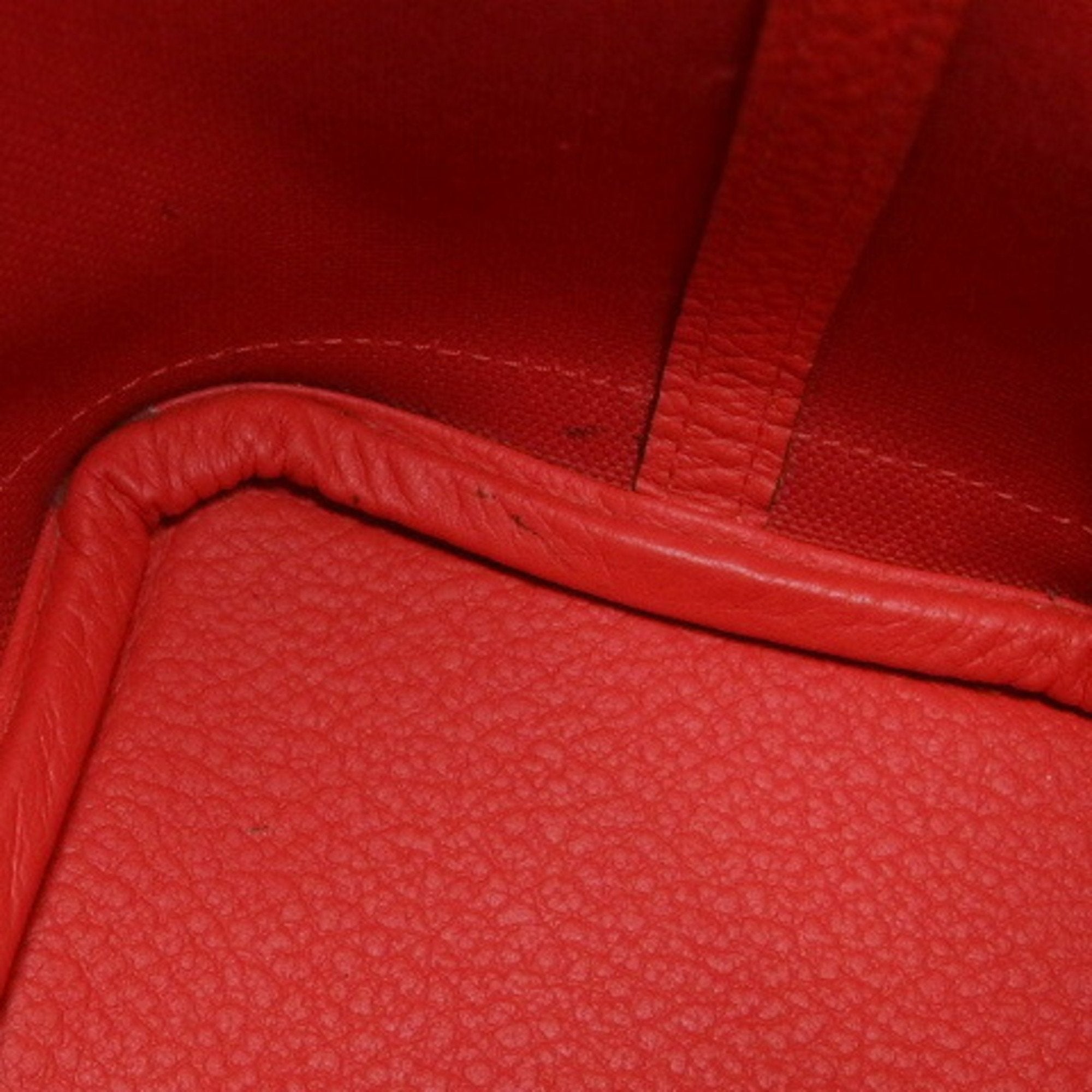 Hermes Garden Vermilion Toile Officier Negonda Leather Handbag Tote Bag (Pre-Owned)