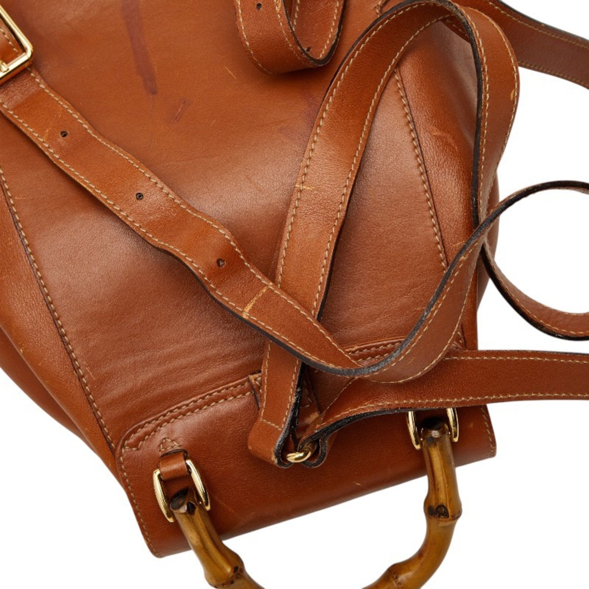 Gucci Bamboo Brown Bamboo Backpack (Pre-Owned)