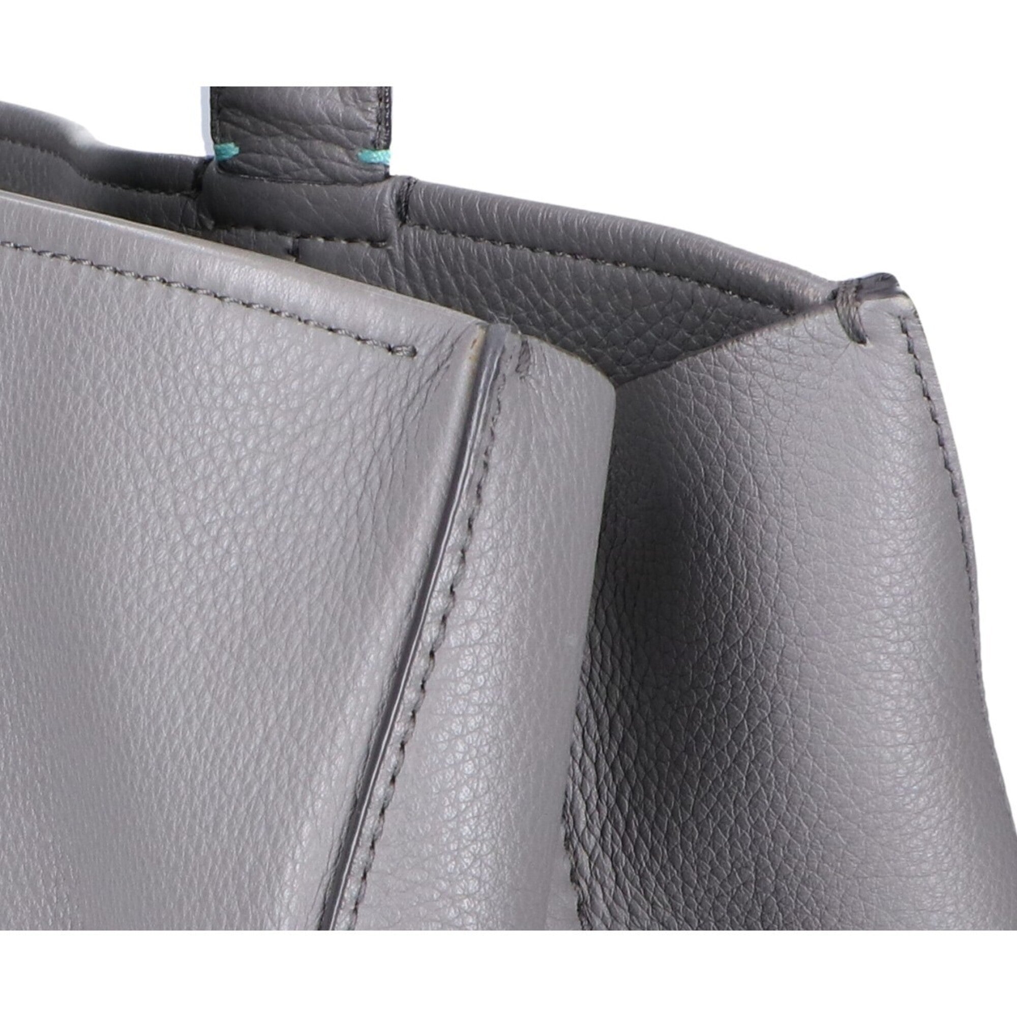Tiffany Gray Leather Handbag Shoulder Bag Tote Bag (Pre-Owned)