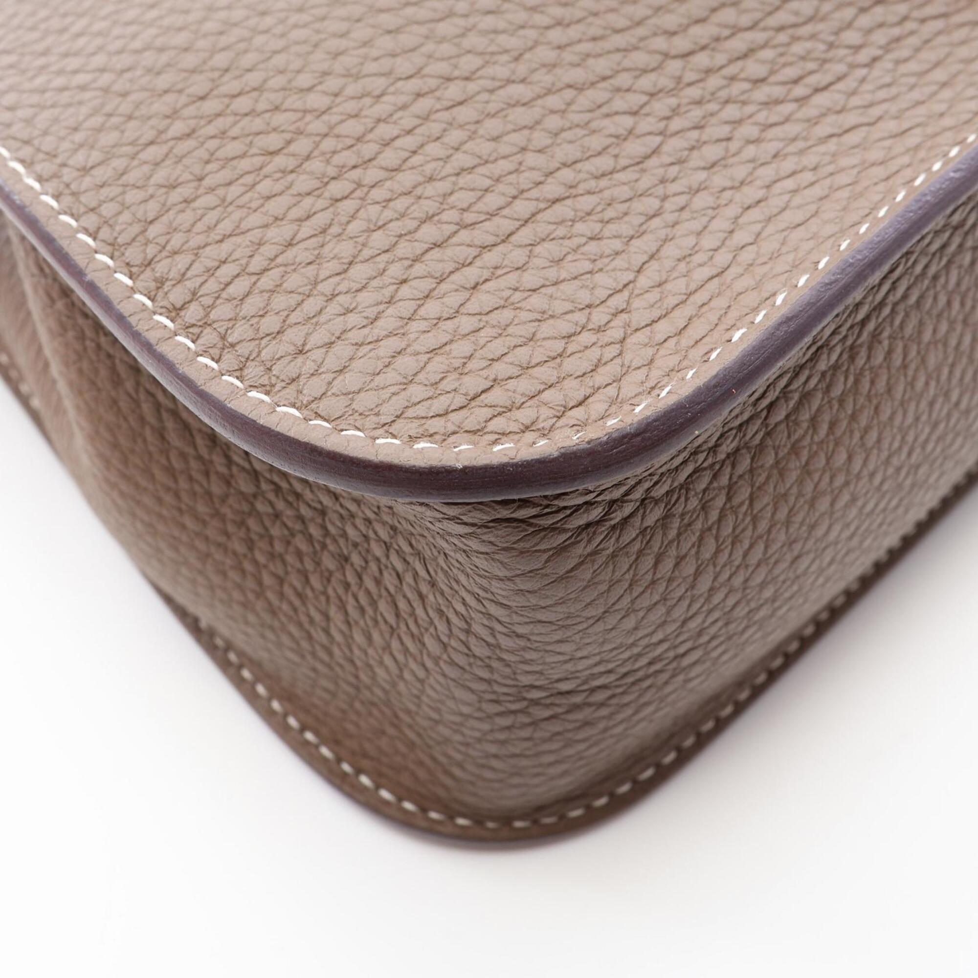 Hermes Etoupe Gray Gray Taurillon Clemence Leather Handbag (Pre-Owned)
