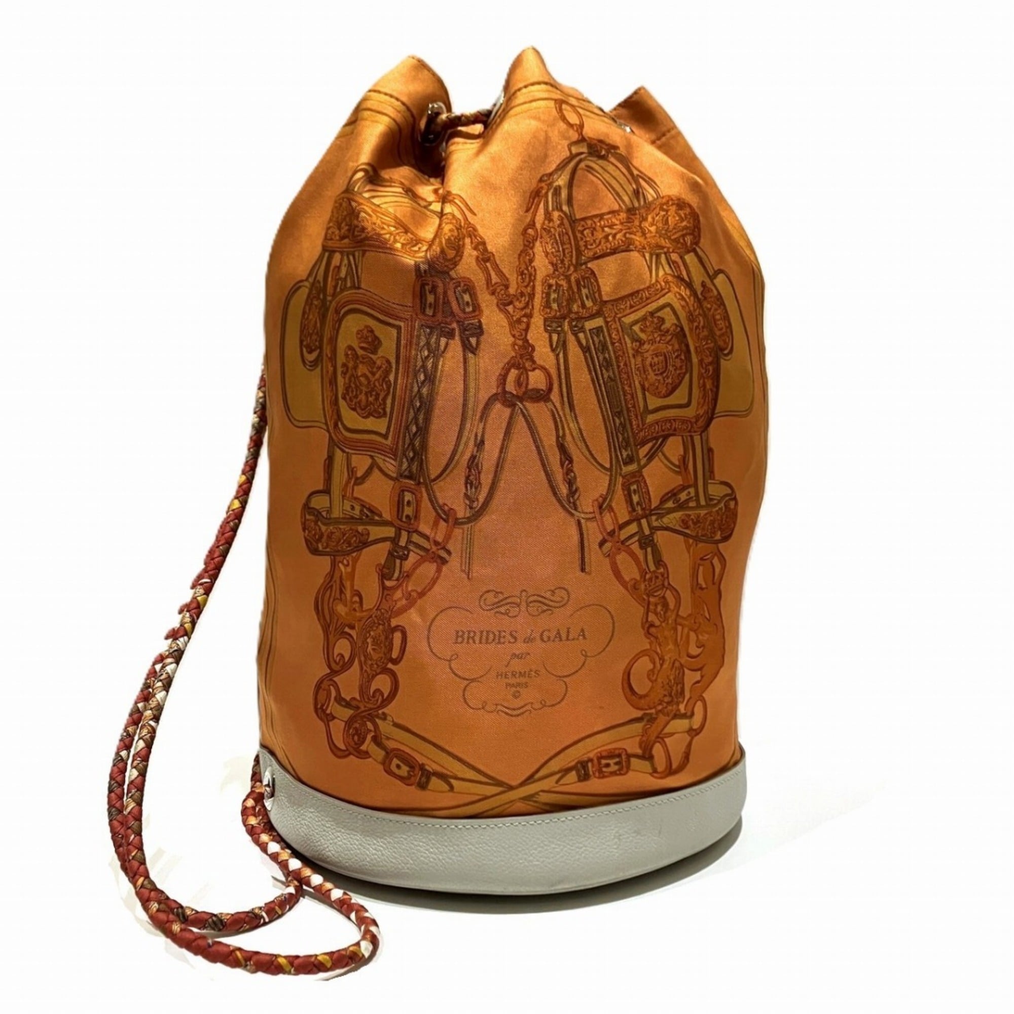 Hermes Orange Silk Leather Shoulder Bag (Pre-Owned)