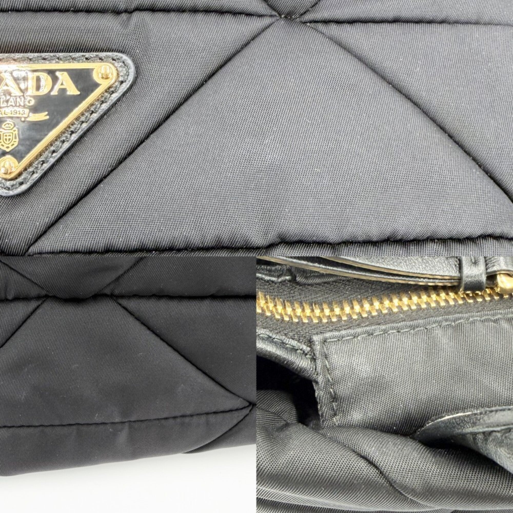 Prada Black Nylon Handbag Pouch Shoulder Bag Tote Bag (Pre-Owned)