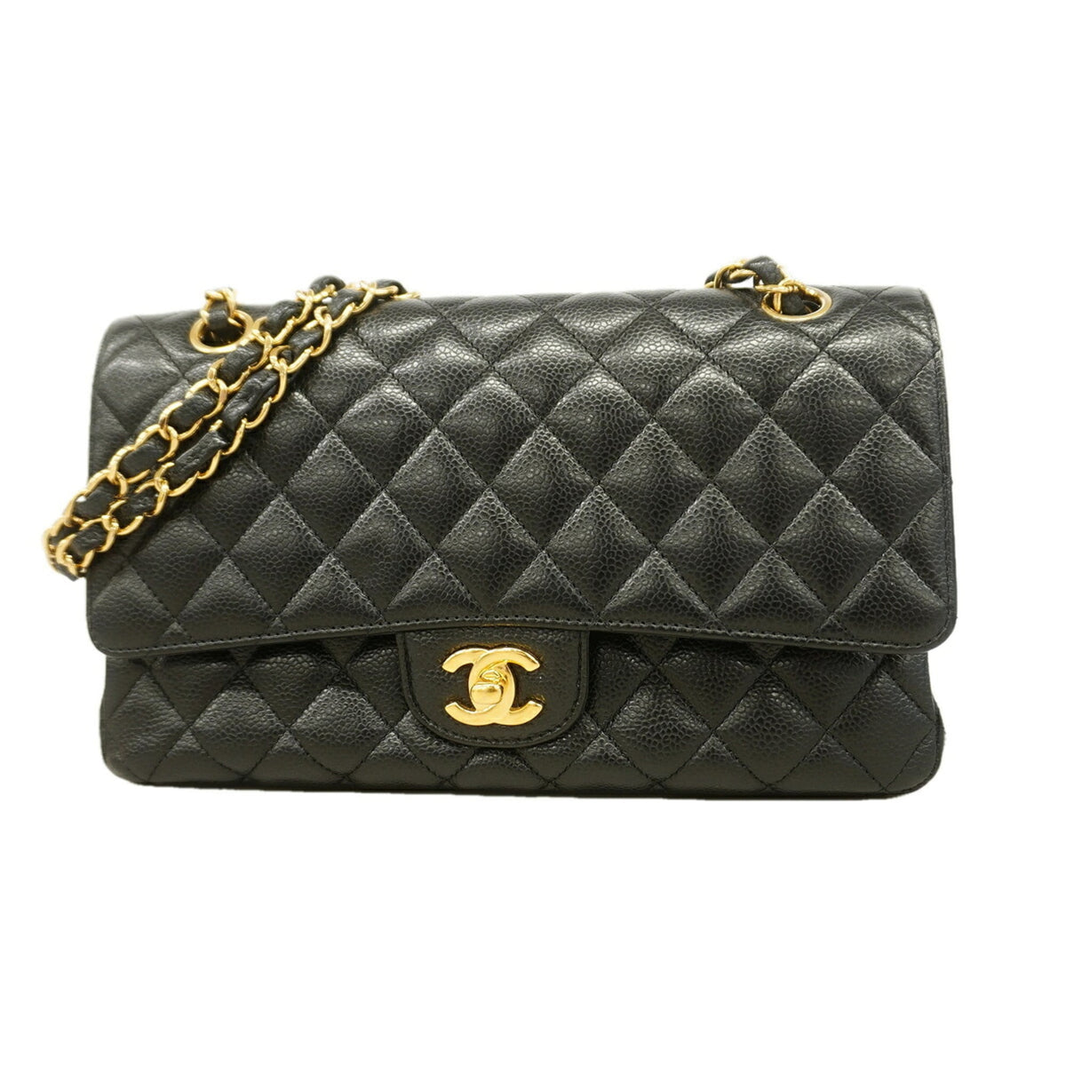 Chanel Black Grained Calfskin Shoulder Bag (Pre-Owned)