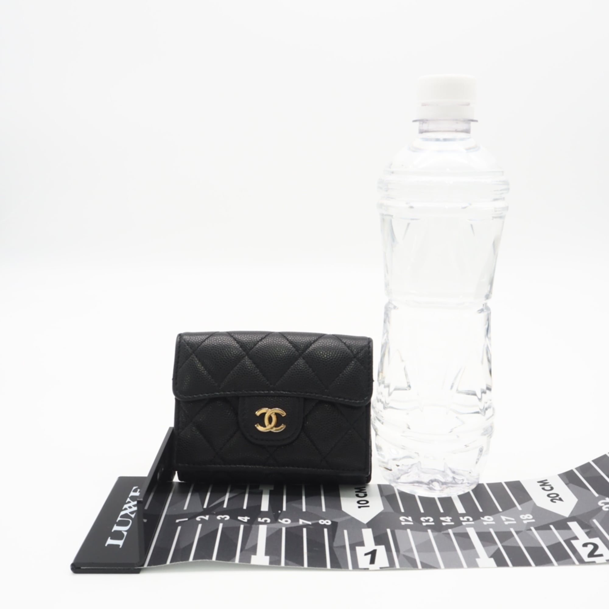 Chanel Black Grained Calfskin Wallet (Tri-Fold) (Pre-Owned)