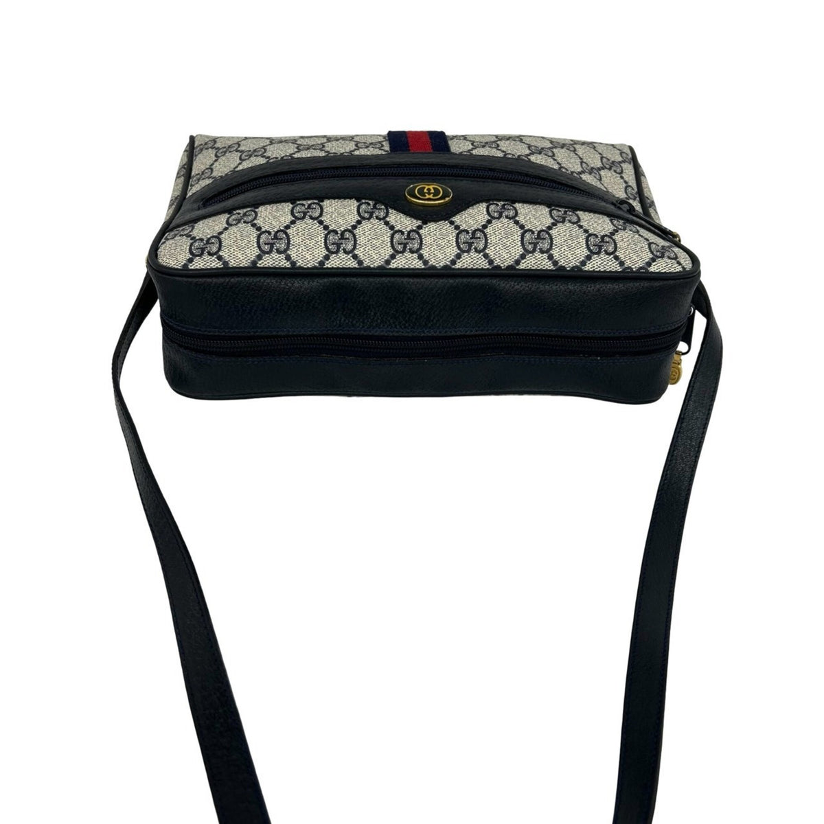 Gucci Navy Red Color Leather Pvc Shoulder Bag (Pre-Owned)