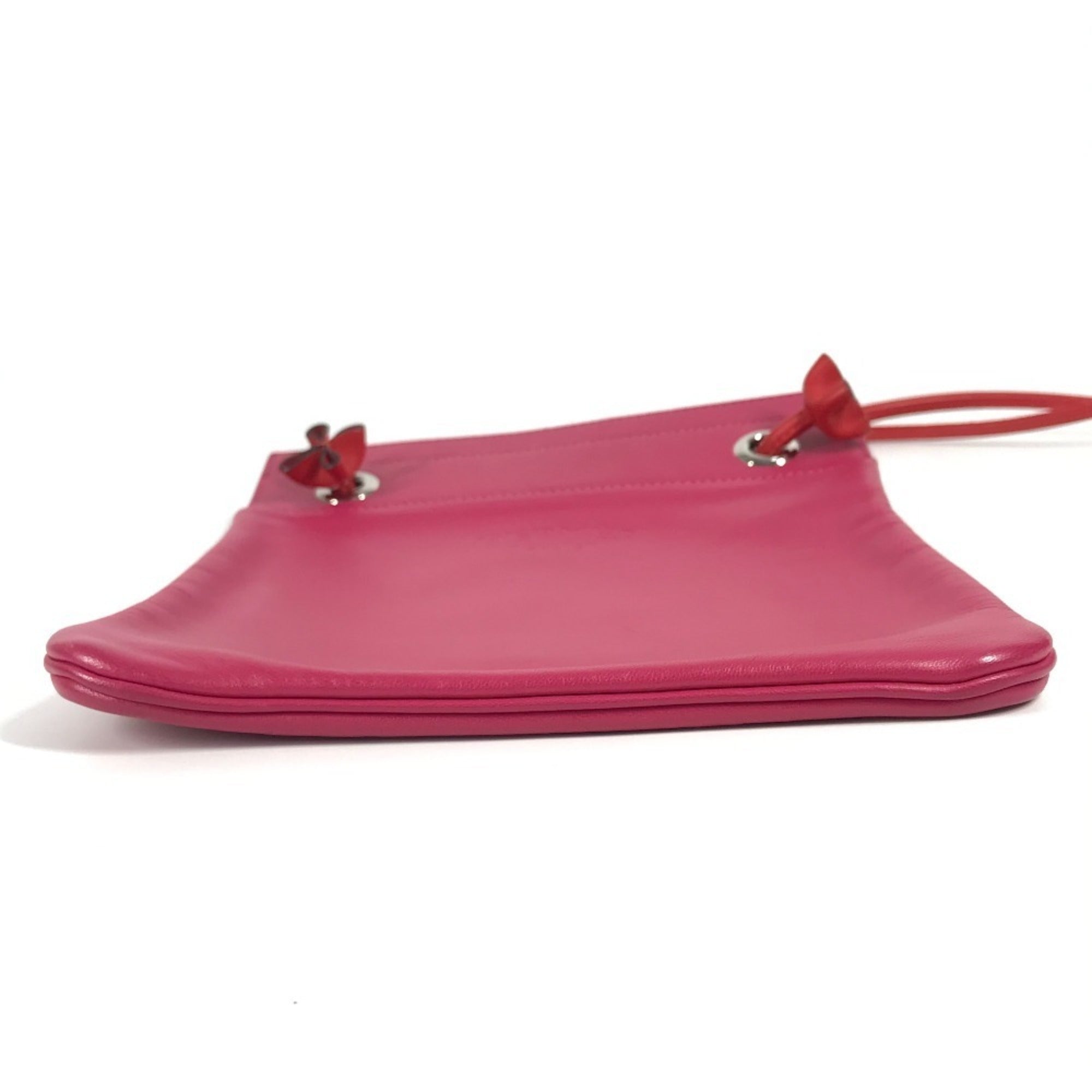 Hermes Pink Red Color Leather Pochette Shoulder Bag (Pre-Owned)