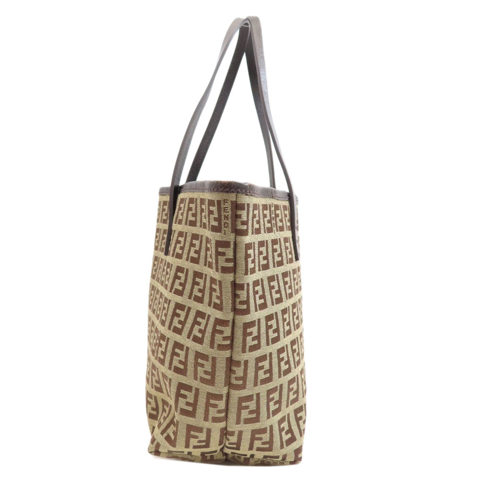 Fendi Zucchino Brown Canvas Handbag (Pre-Owned)