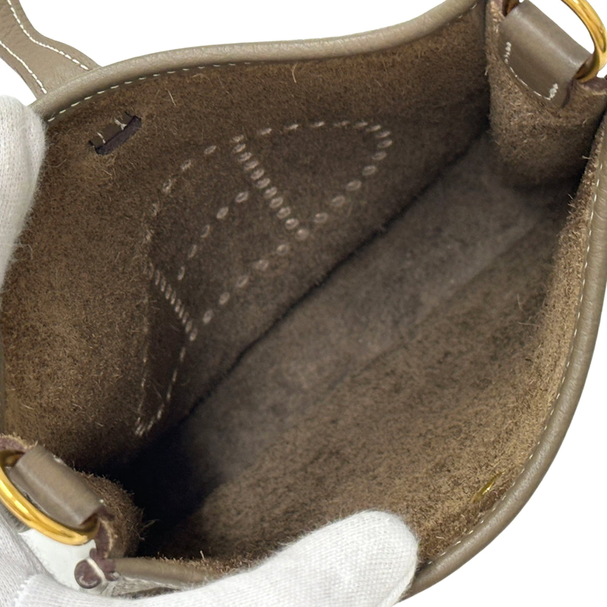 Hermes Etoupe Gray Gray Navy Taurillon Clemence Leather Handbag Shoulder Bag (Pre-Owned)