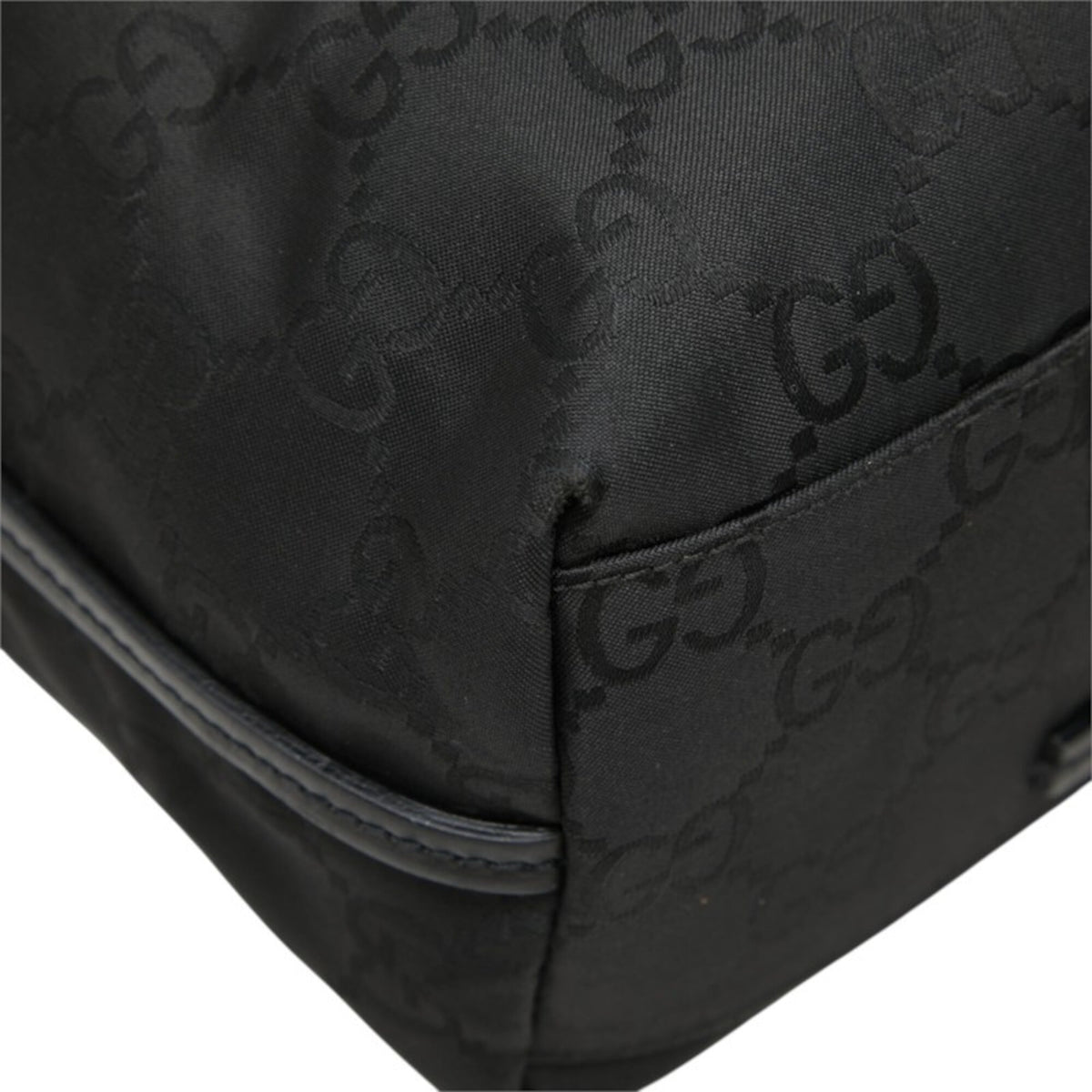 Gucci Black Nylon Leather Shoulder Bag Tote Bag (Pre-Owned)
