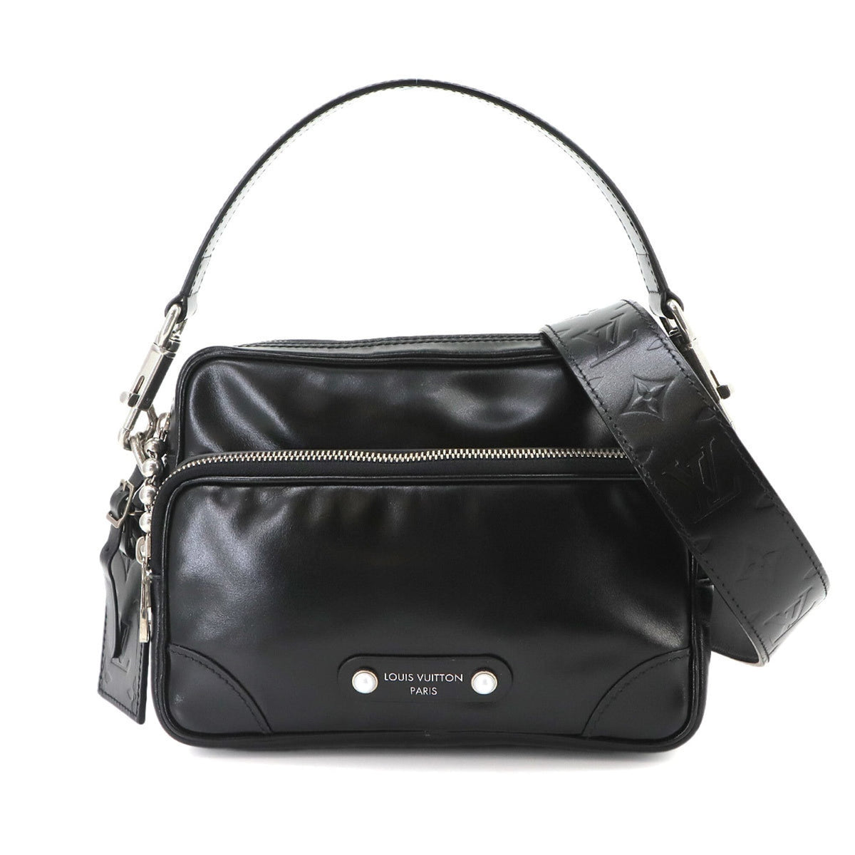 Louis Vuitton Black Leather Handbag Shoulder Bag (Pre-Owned)