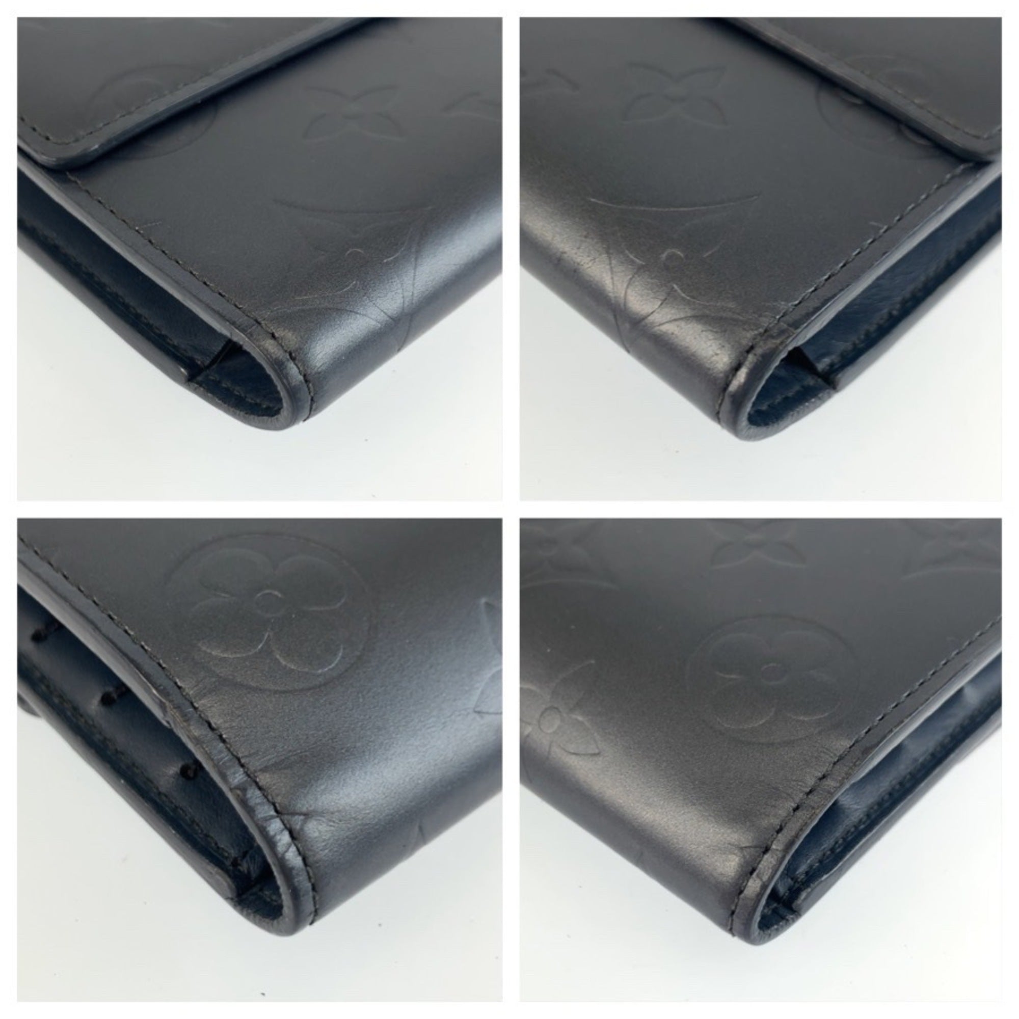 Louis Vuitton Navy Monogram Mat Long Wallet (Tri-Fold) (Pre-Owned)
