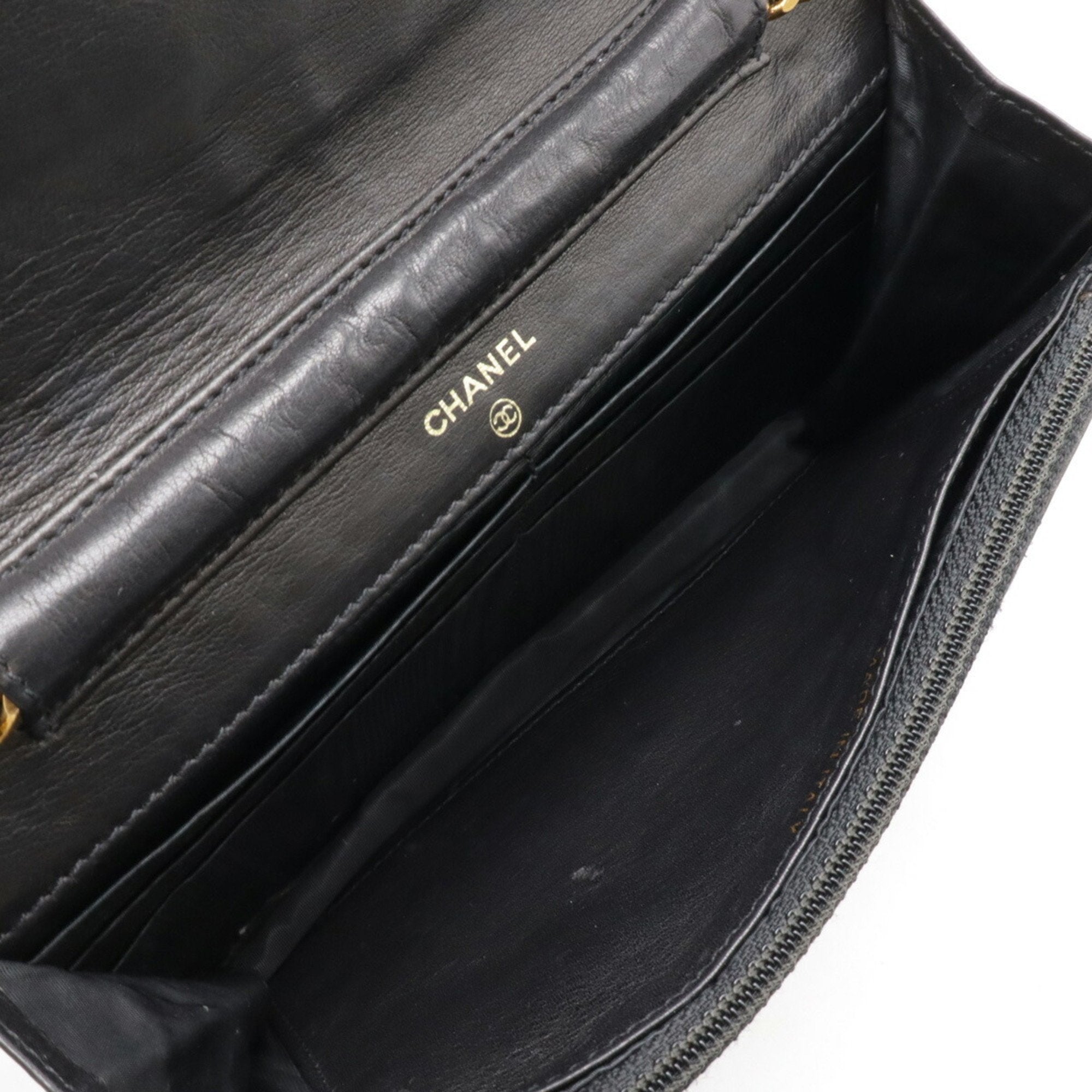 Chanel Black Leather Chain/Shoulder Wallet (Pre-Owned)
