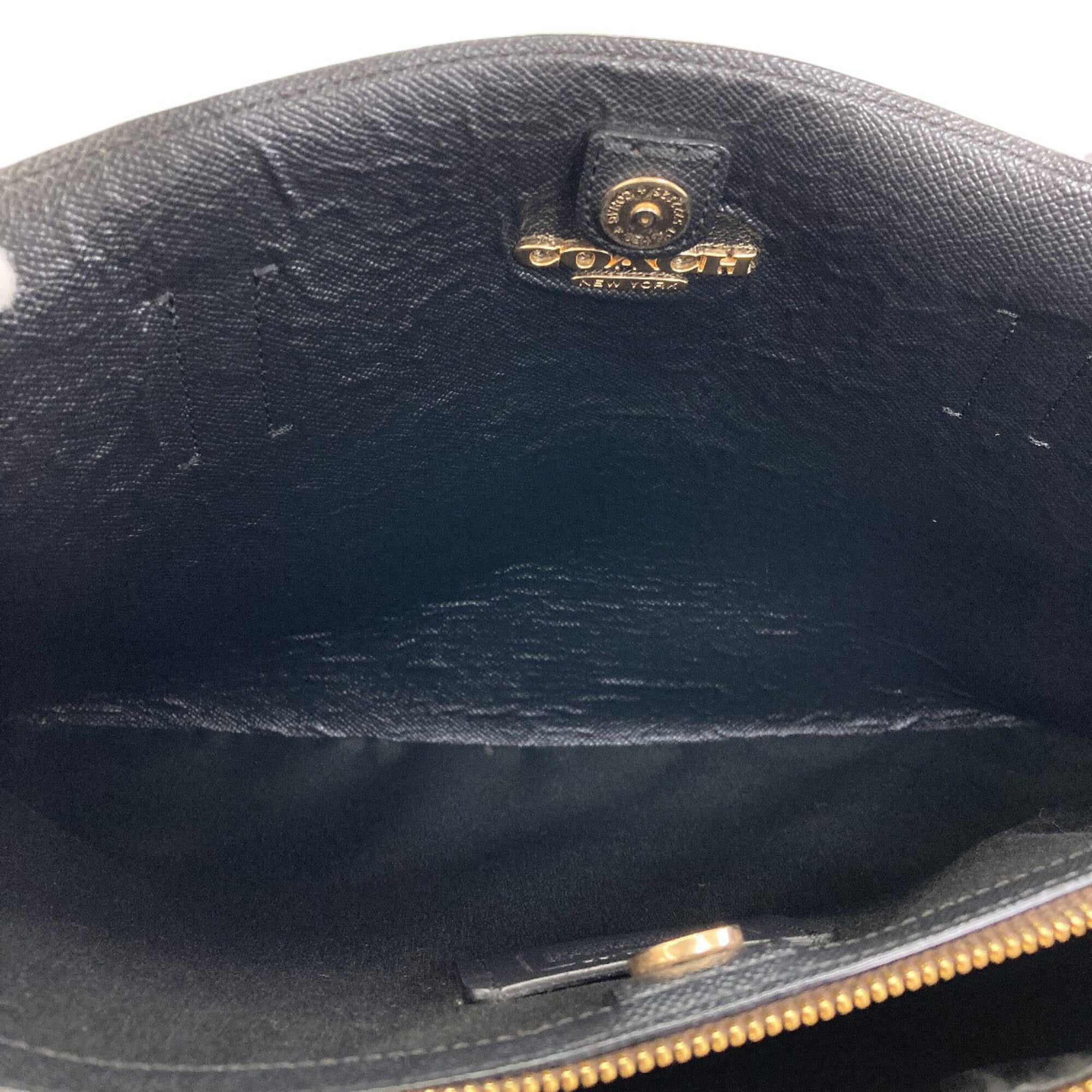Coach Signature Black Dark Brown Signature Line Tote Bag (Pre-Owned)