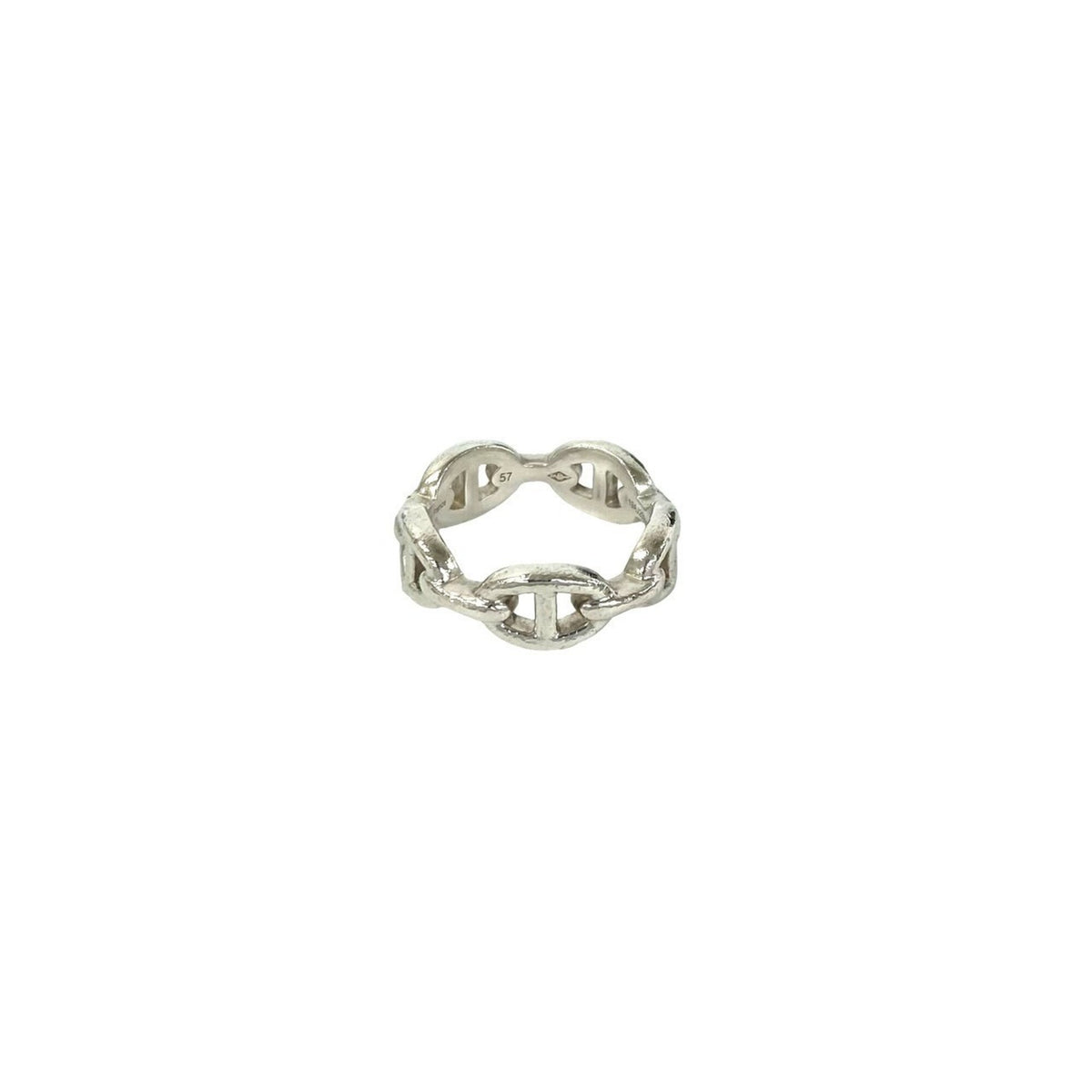 Hermes Silver Silver 925 Band Ring (Pre-Owned)