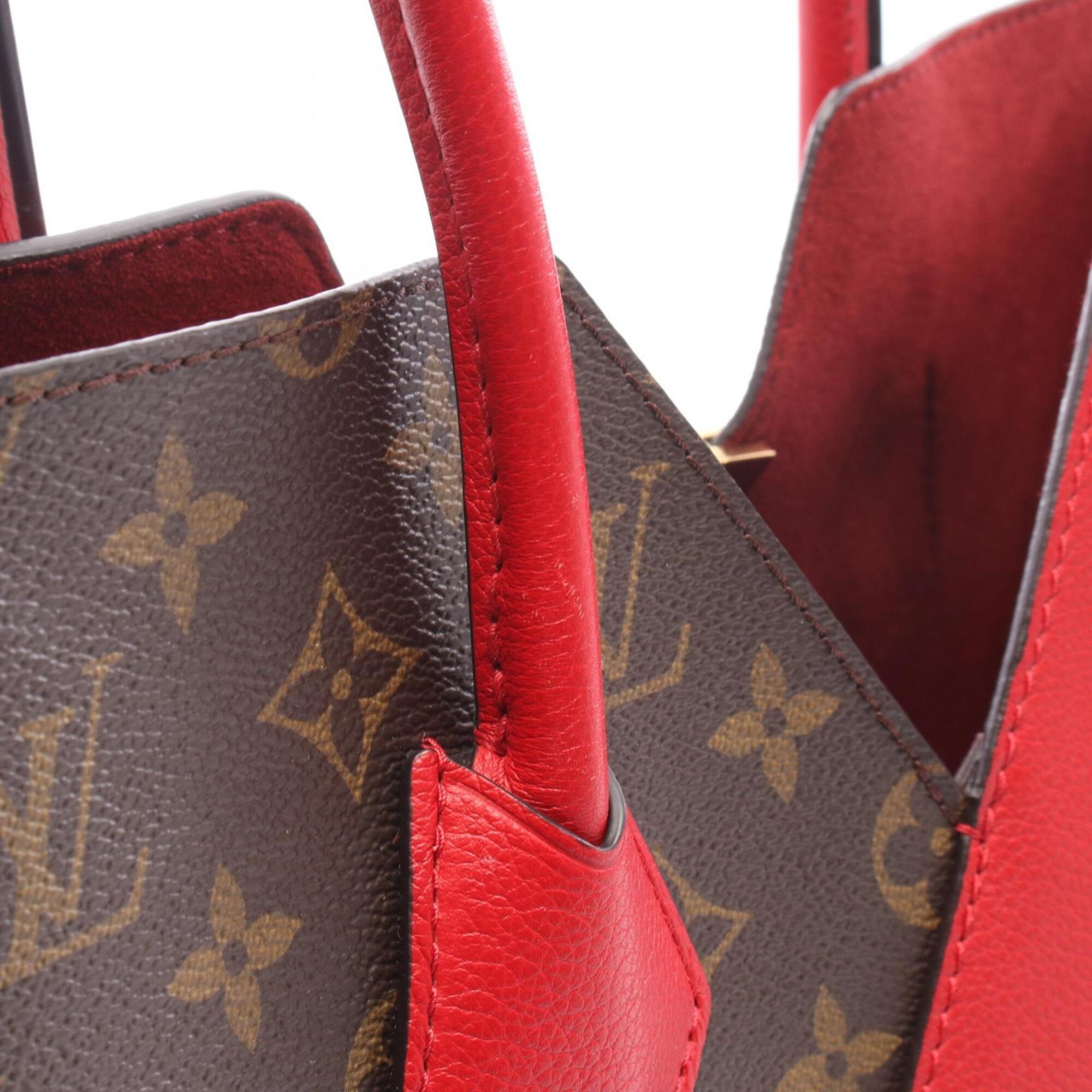 Louis Vuitton Brown Cerise Red Color Coated Canvas Pvc Monogram Leather Handbag Tote Bag (Pre-Owned)