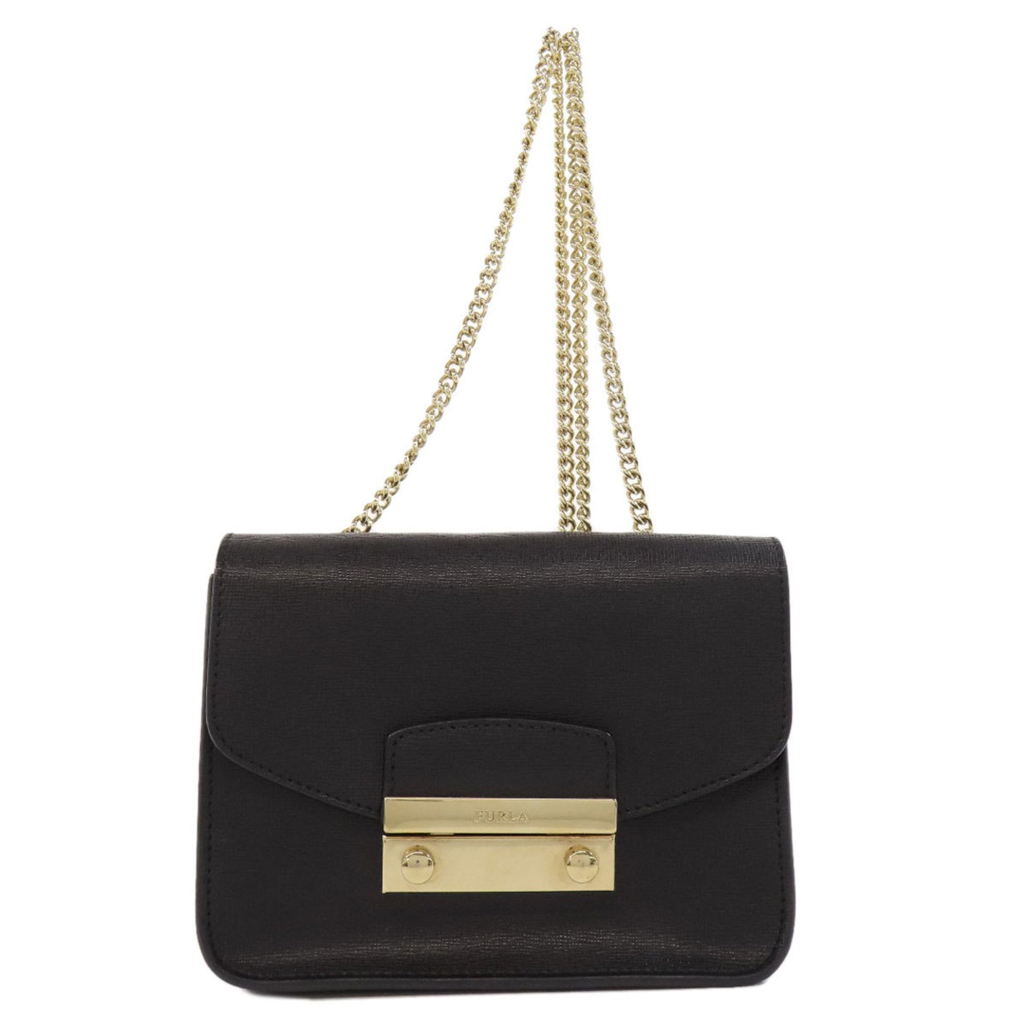 Furla Black Leather Shoulder Bag (Pre-Owned)