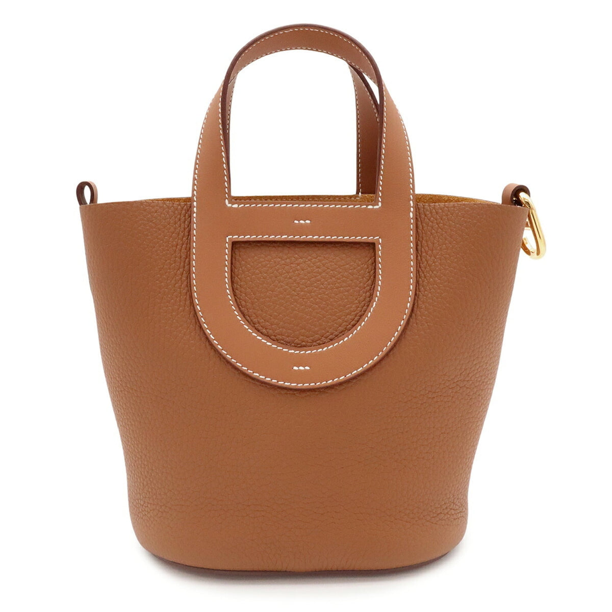Hermes Brown Gold Brown Taurillon Clemence Leather Handbag Tote Bag (Pre-Owned)