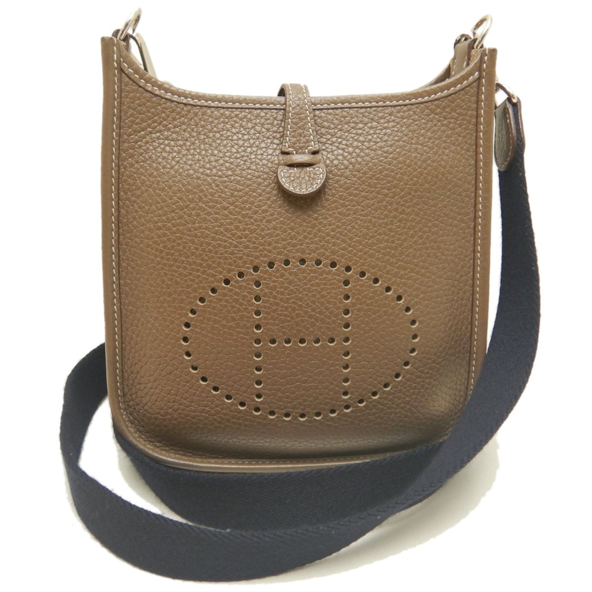 Hermes Etoupe Gray Taurillon Clemence Leather Shoulder Bag (Pre-Owned)