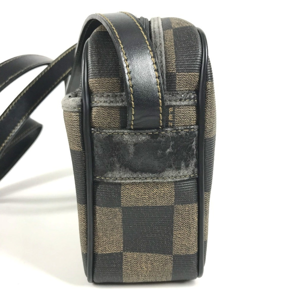 Fendi Pequin Black Khaki Pvc Leather Shoulder Bag (Pre-Owned)