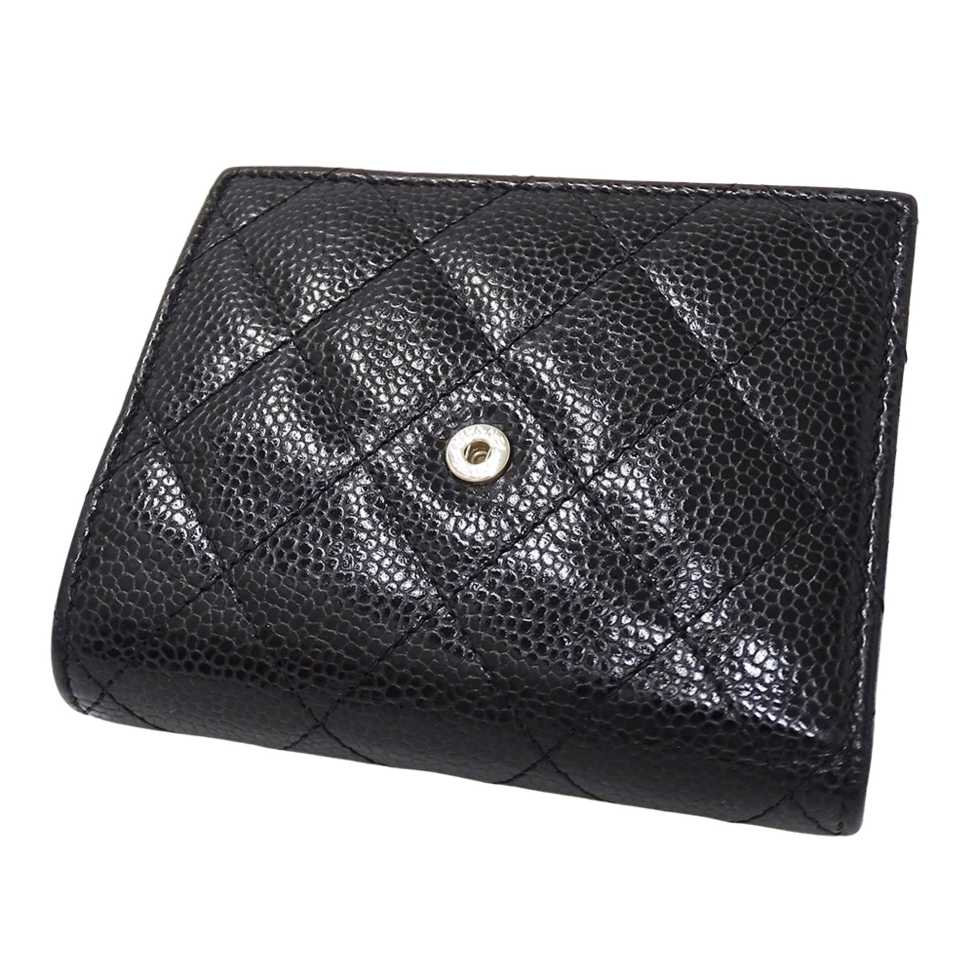 Chanel Black Grained Calfskin Wallet (Bi-Fold) (Pre-Owned)